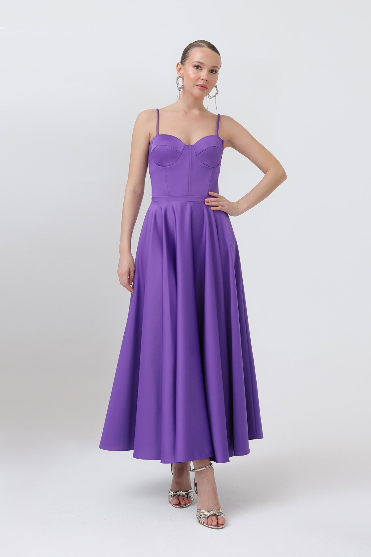 Askılı Midi Elbise - 1800