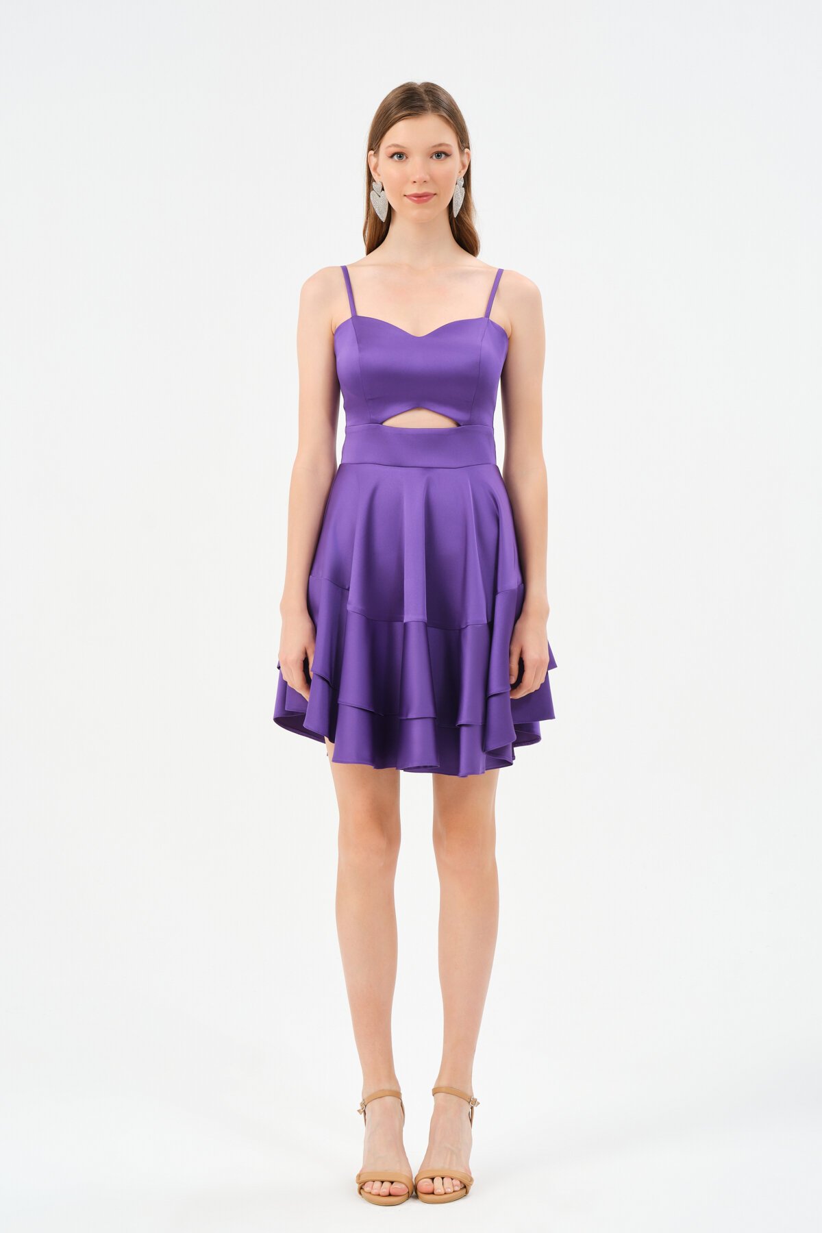 Askılı Volanlı Mini Elbise - 1546