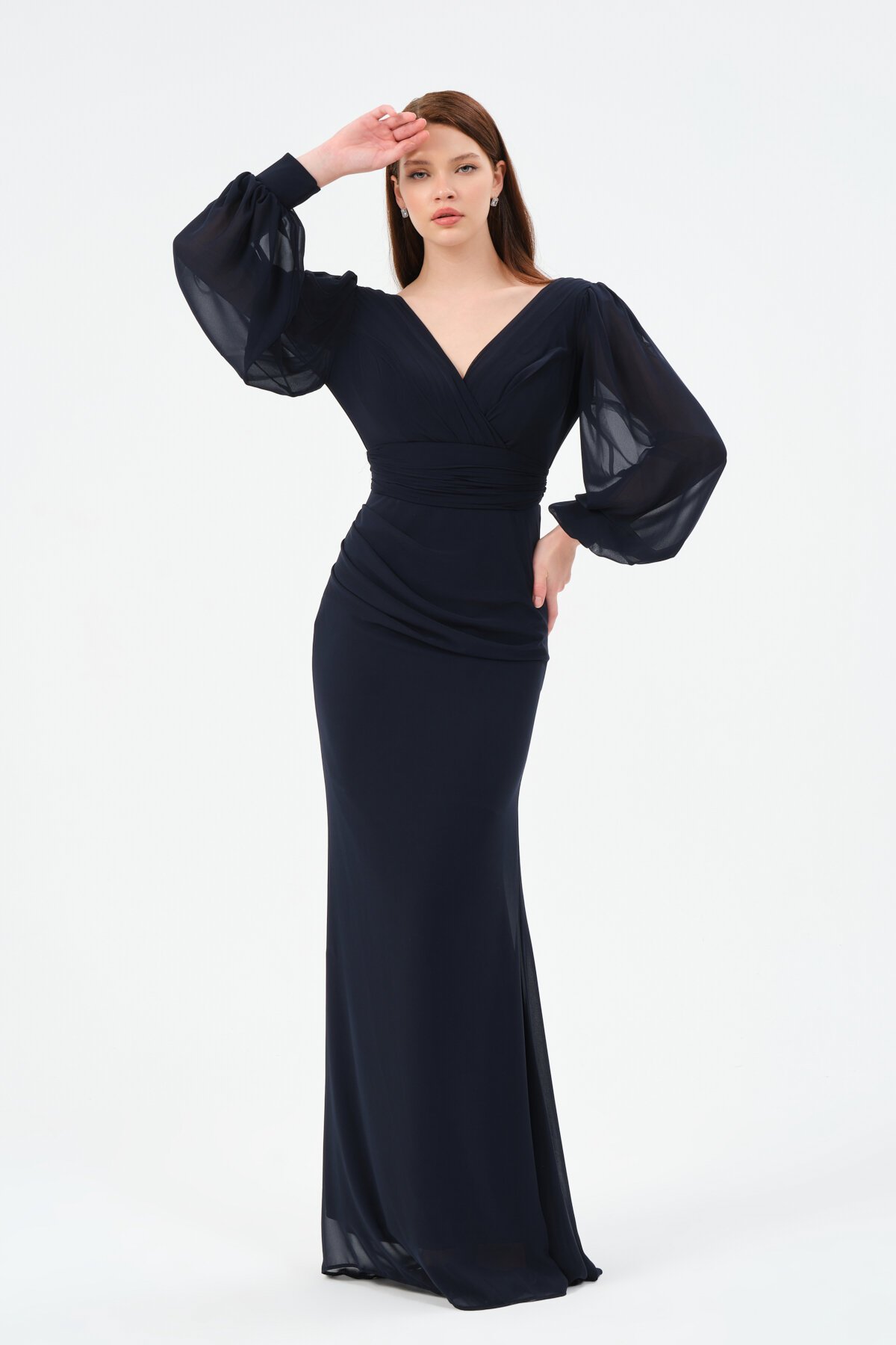 Drapeli Kruvaze Yaka Elbise - 1515