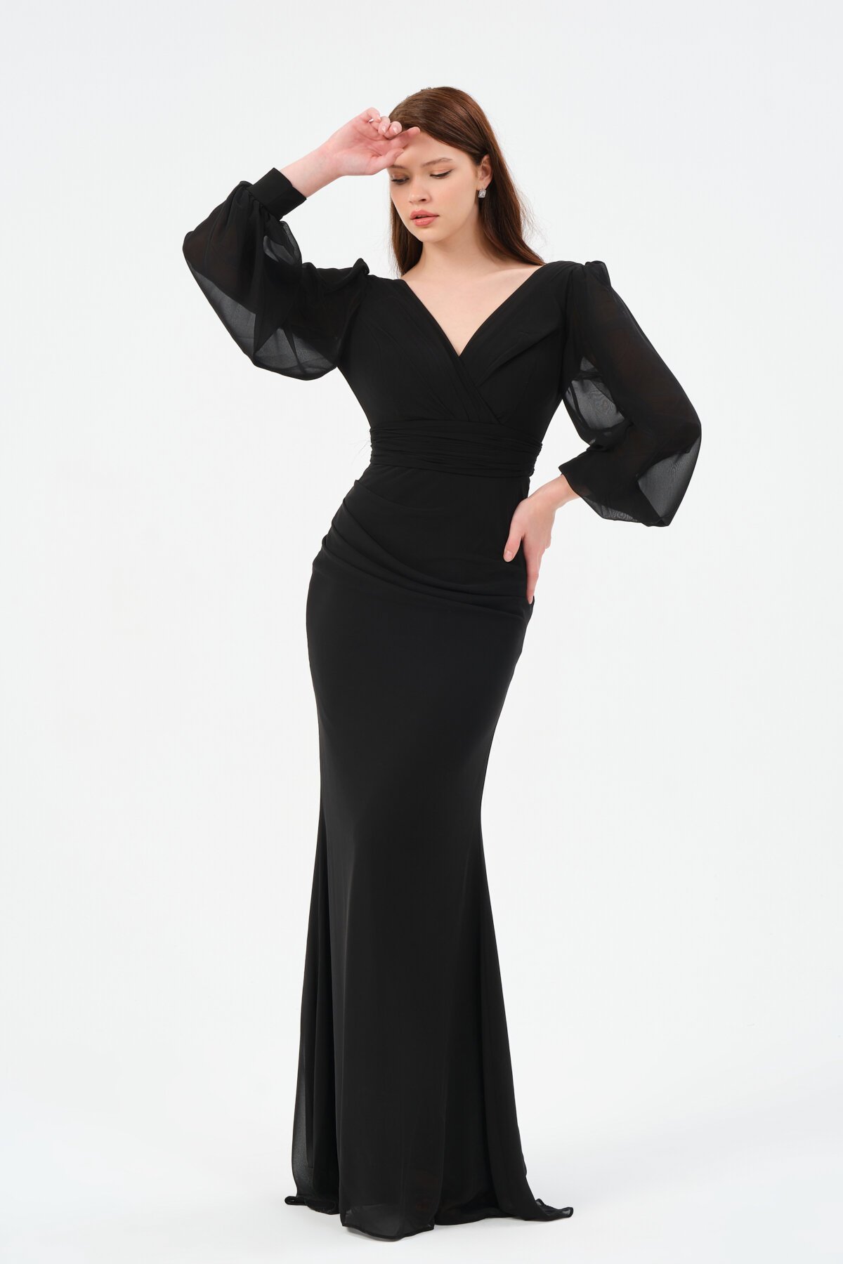 Drapeli Kruvaze Yaka Elbise - 1515