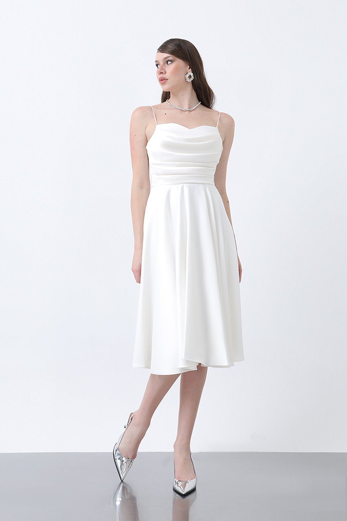 Drapeli Midi Elbise - 1749