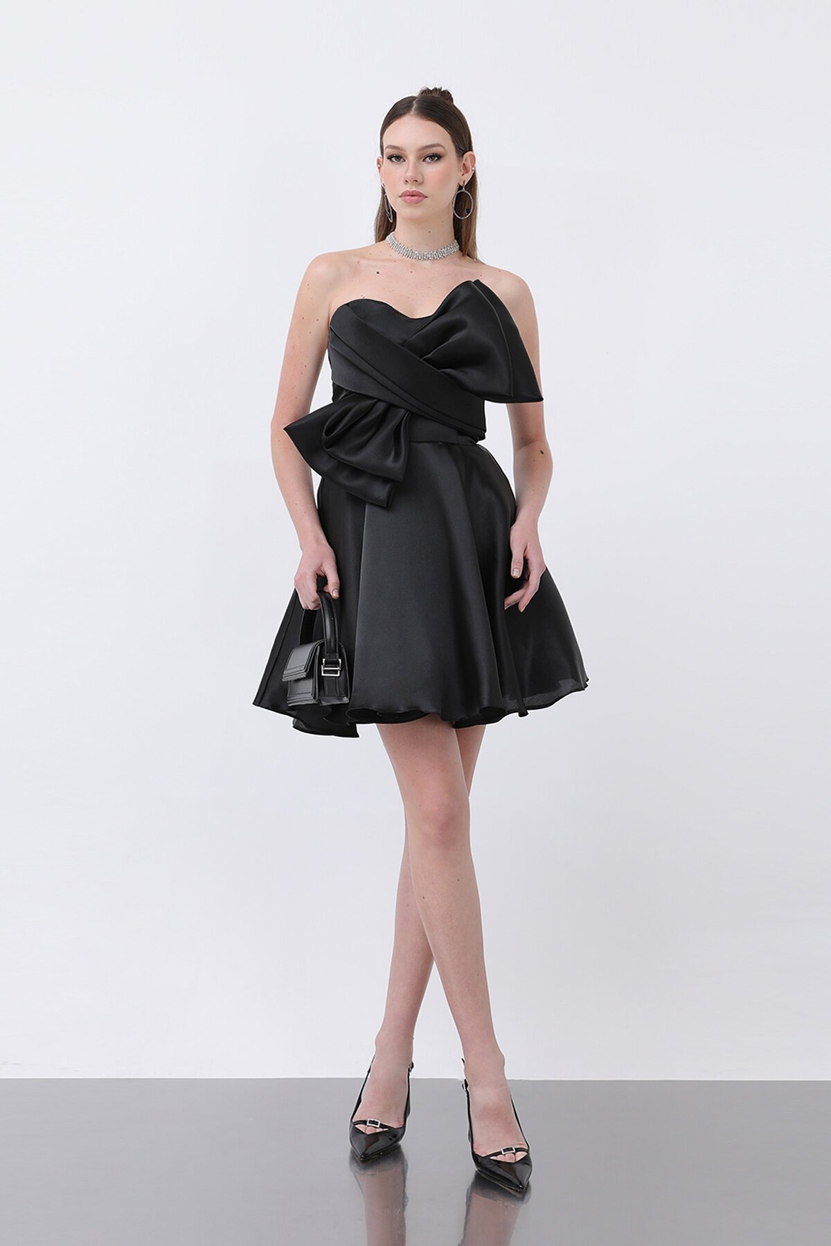 Fiyonk Detaylı Straplez Mini Elbise - 1810