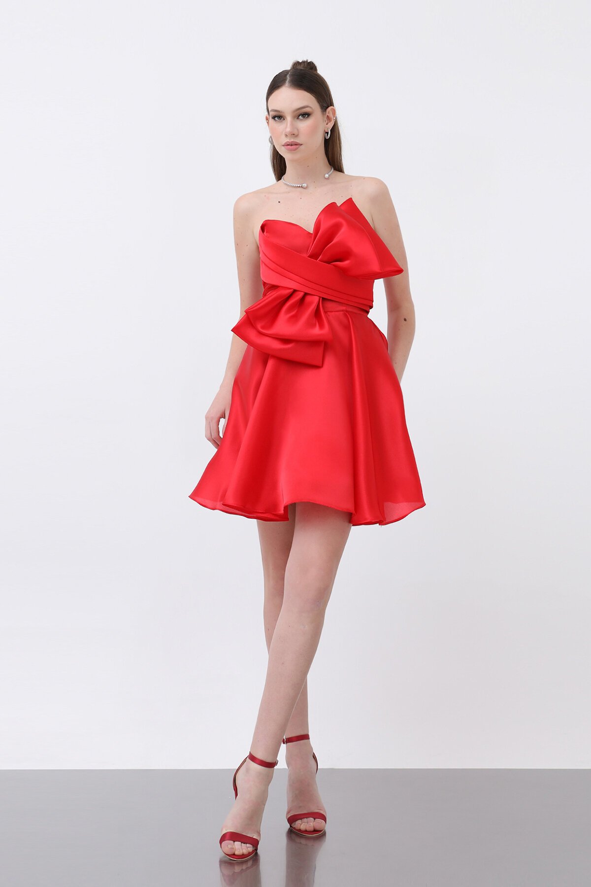 Fiyonk Detaylı Straplez Mini Elbise - 1810