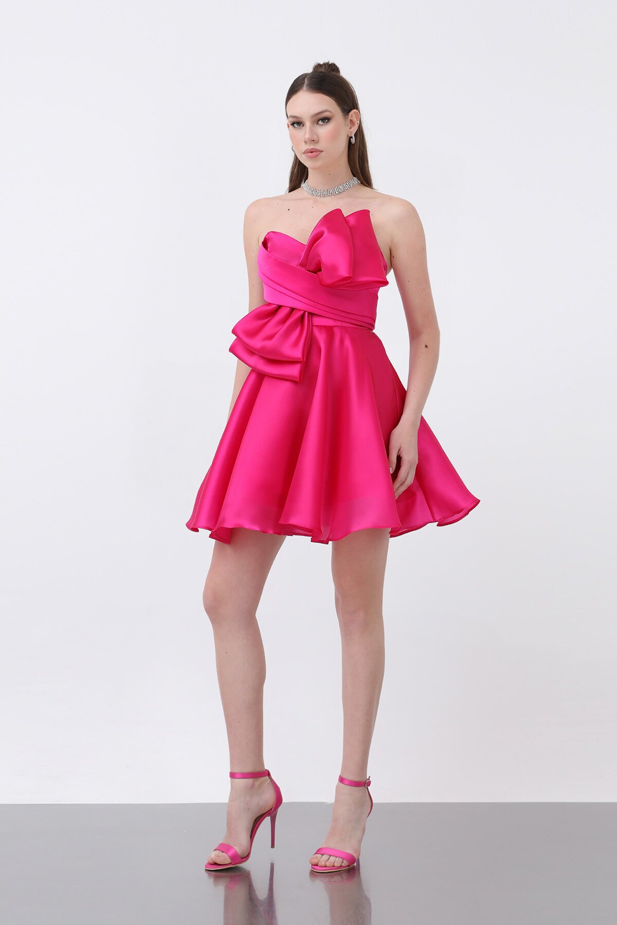 Fiyonk Detaylı Straplez Mini Elbise - 1810