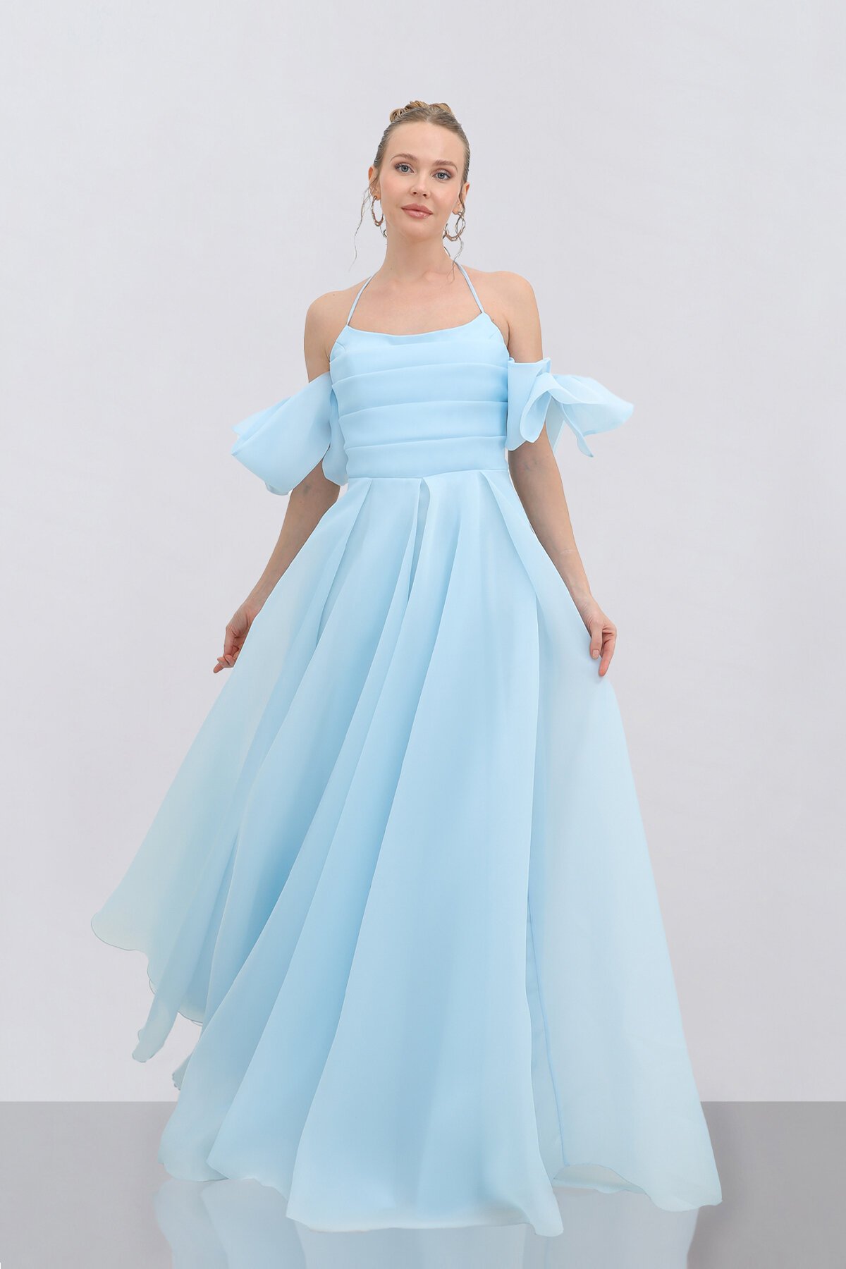 Boyundan Bağlamalı Fiyonk Detaylı Elbise - 1761