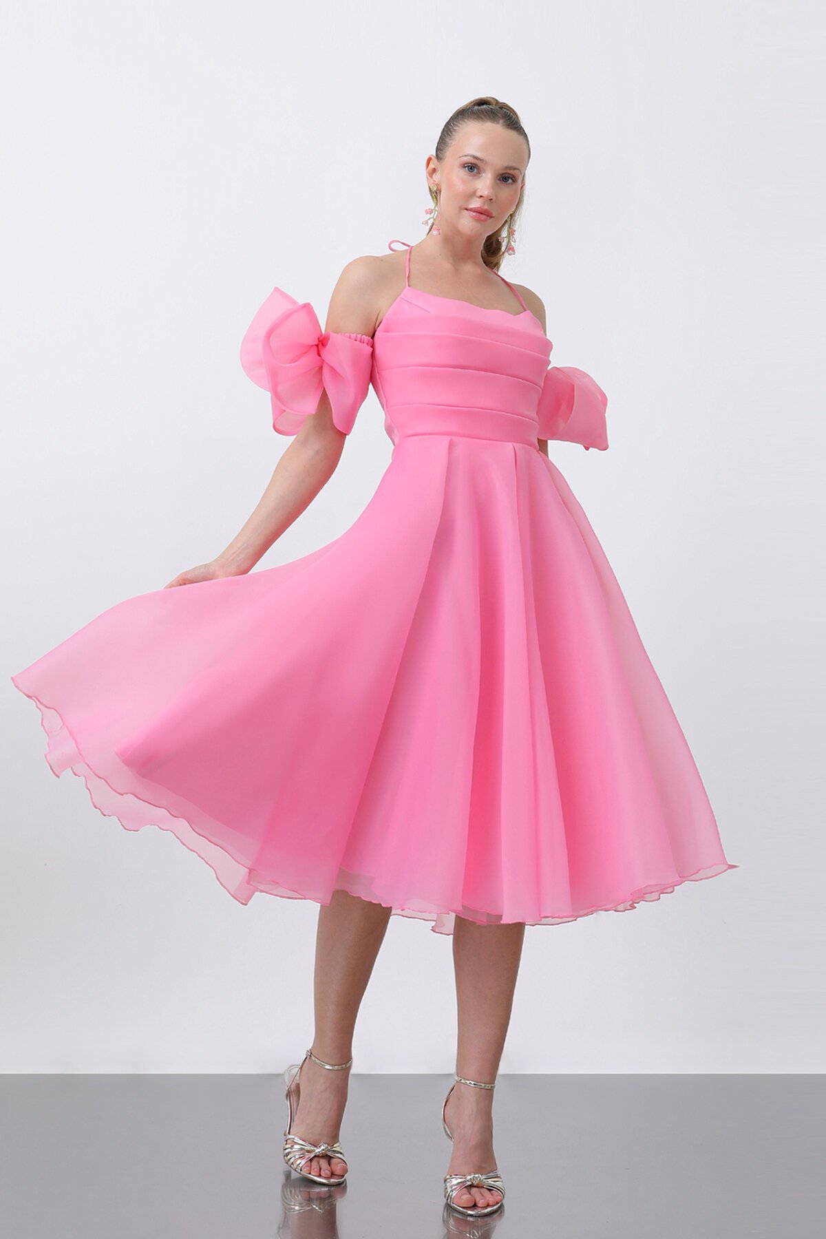 Fiyonklu Midi Elbise - 1799