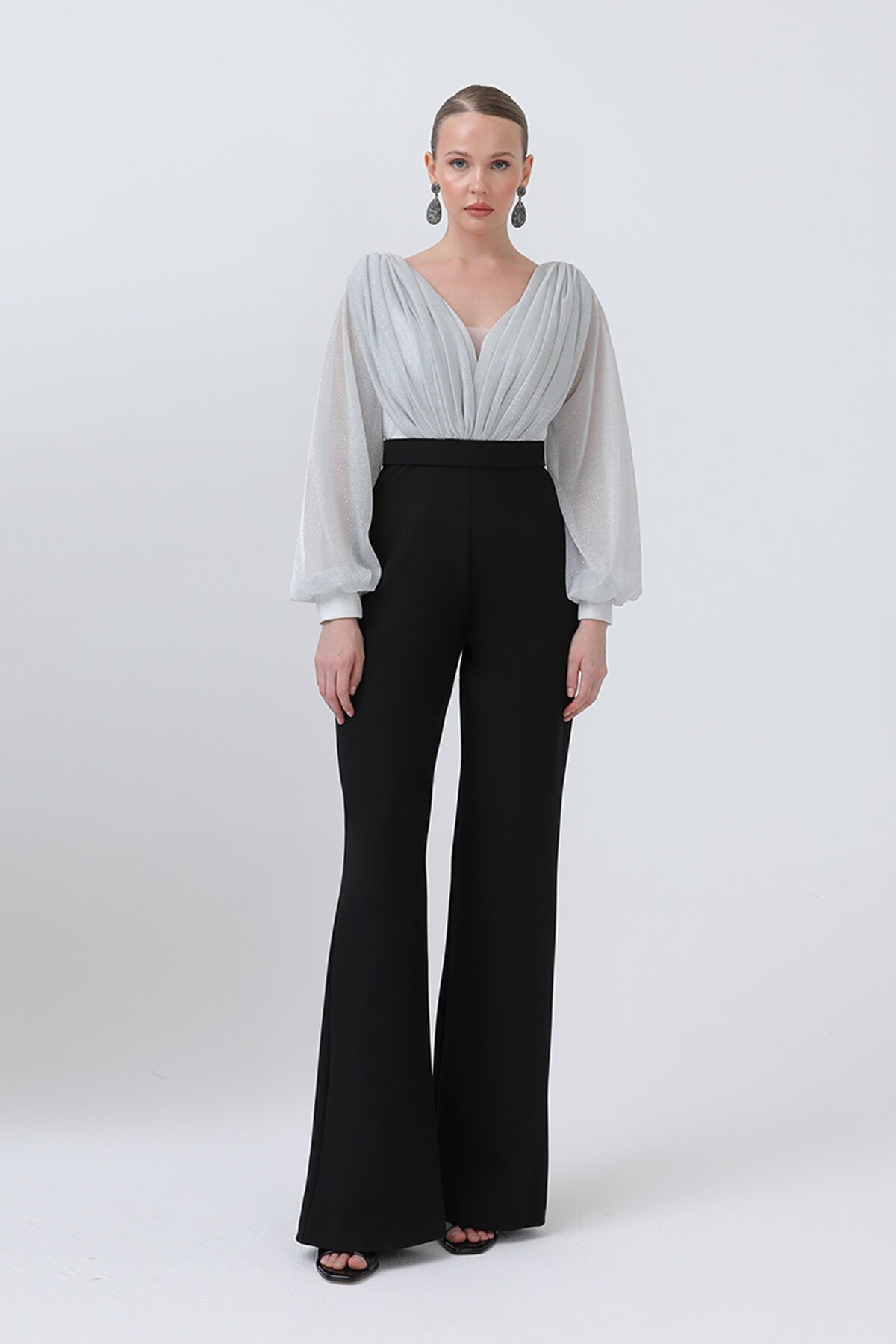 Simli Göğüs Drapeli Tulum - 1656