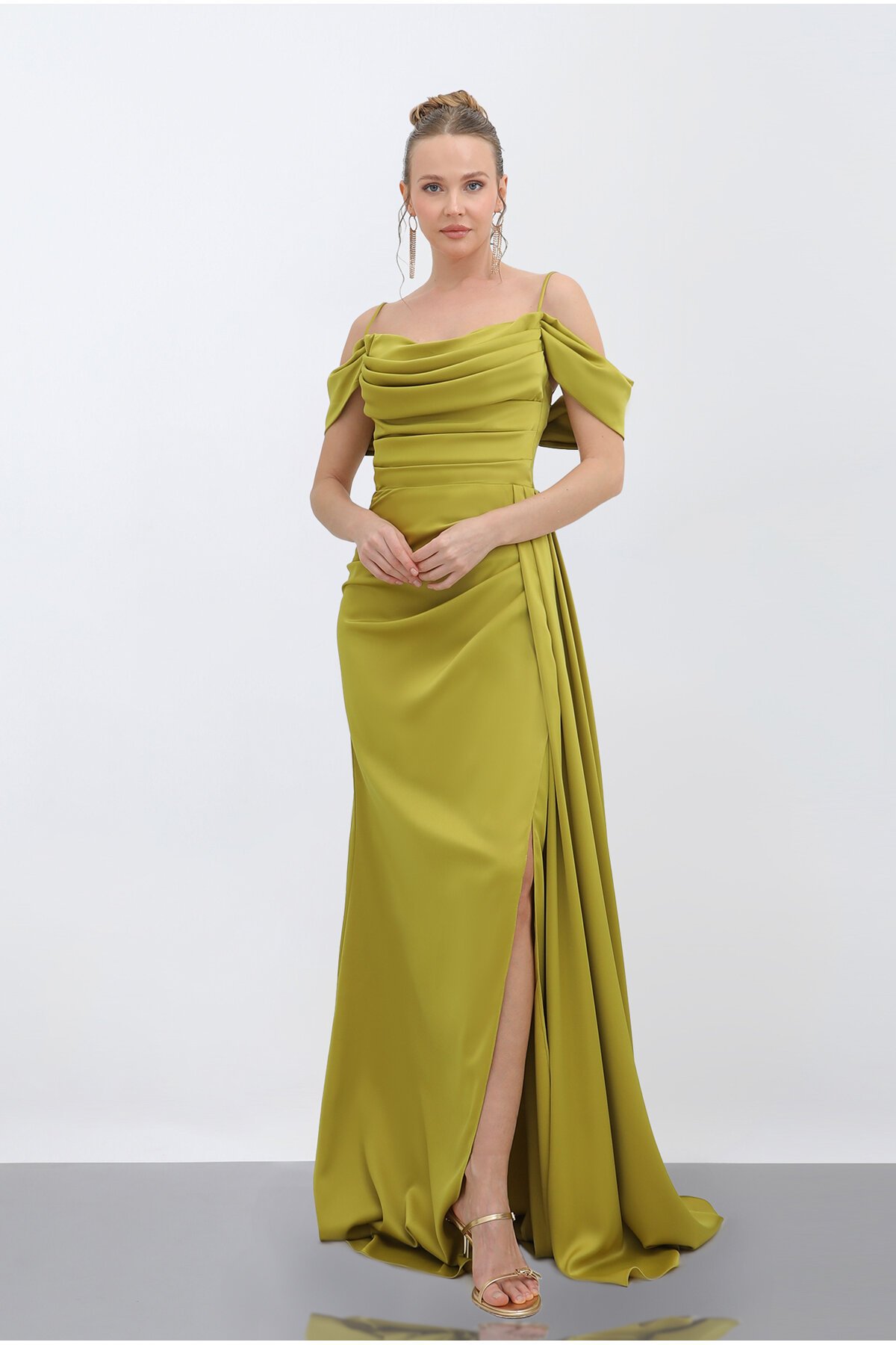 İnce Askılı Drapeli Elbise - 1777