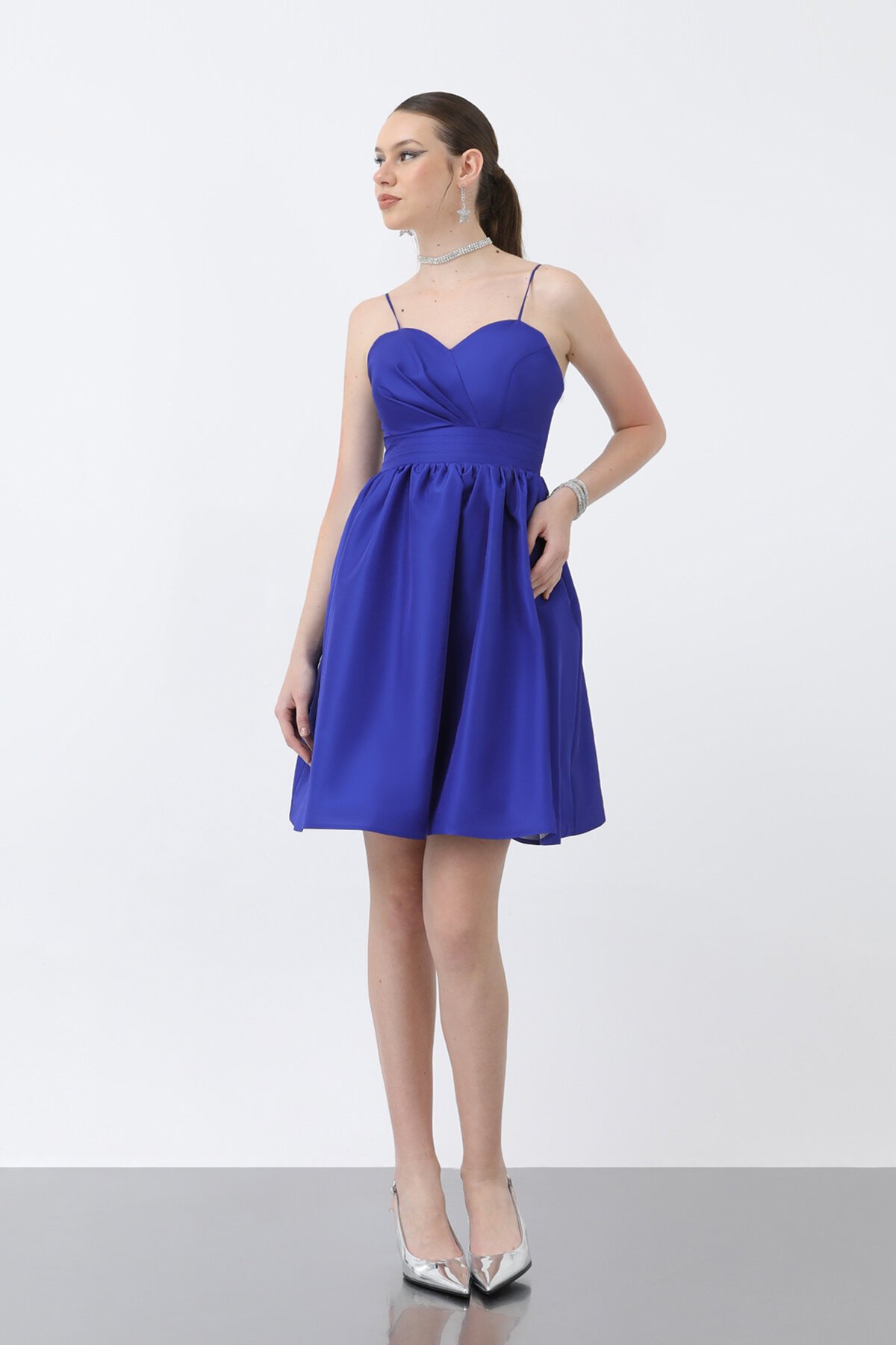 İnce Askılı Mini Elbise - 1696