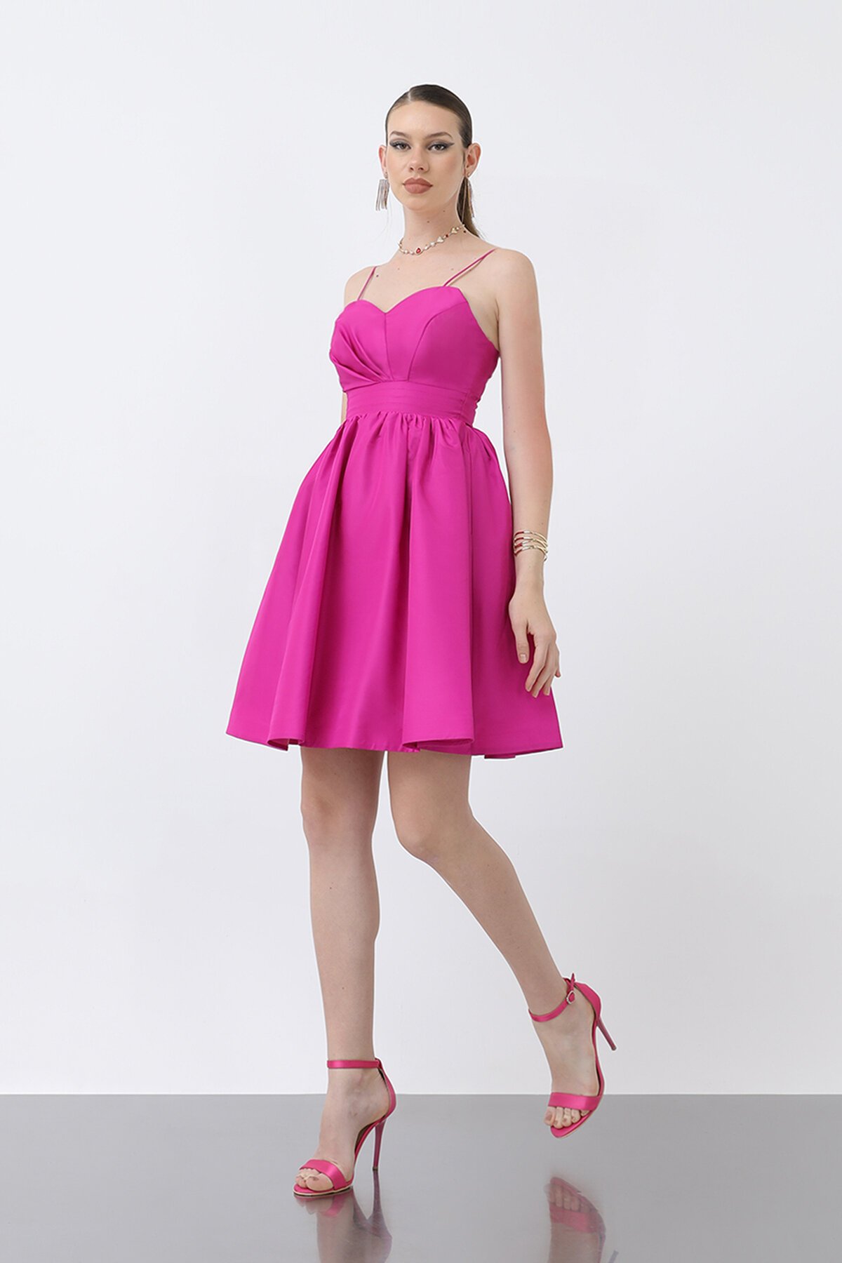 İnce Askılı Mini Elbise - 1696