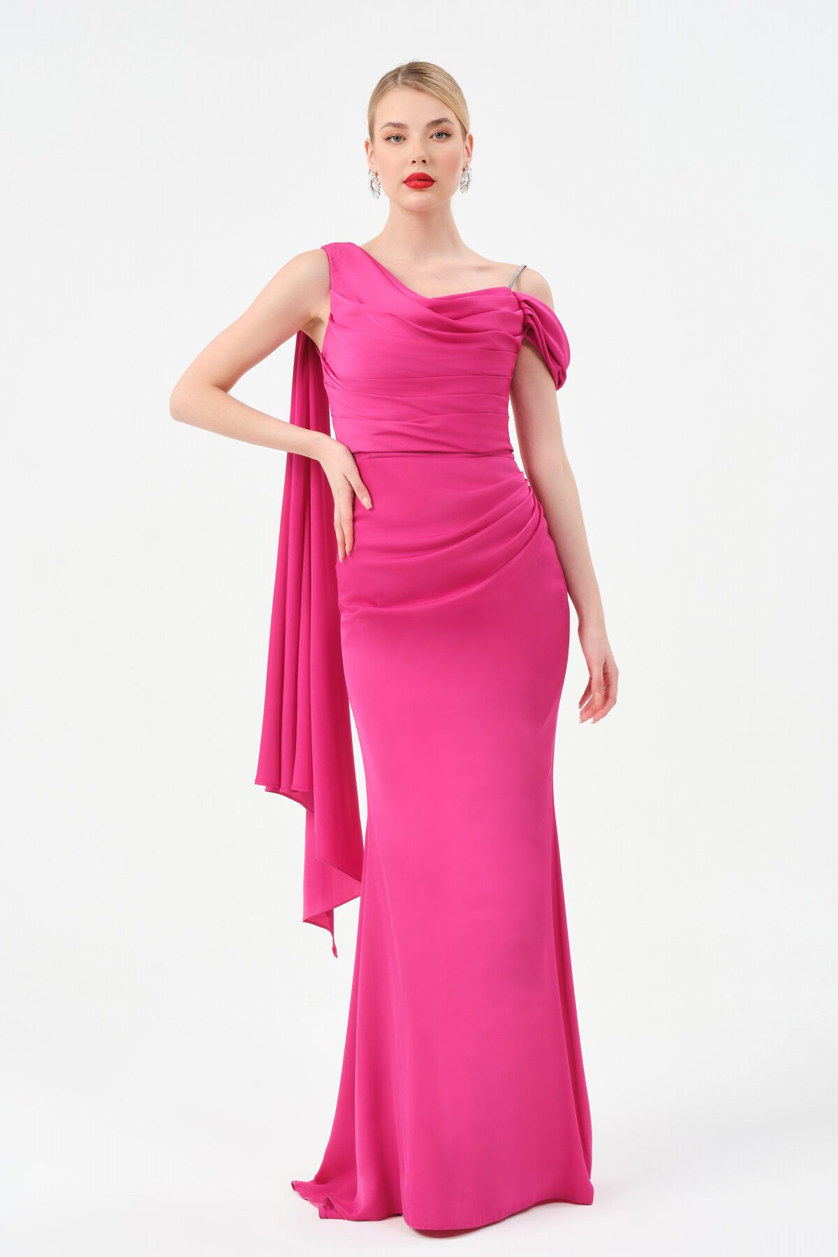 Omuz Detaylı Drapeli Elbise - 1507