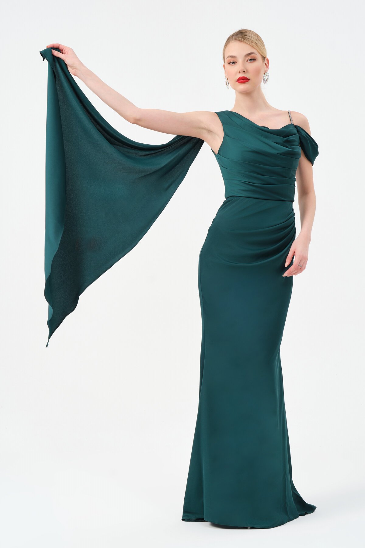 Omuz Detaylı Drapeli Elbise - 1507