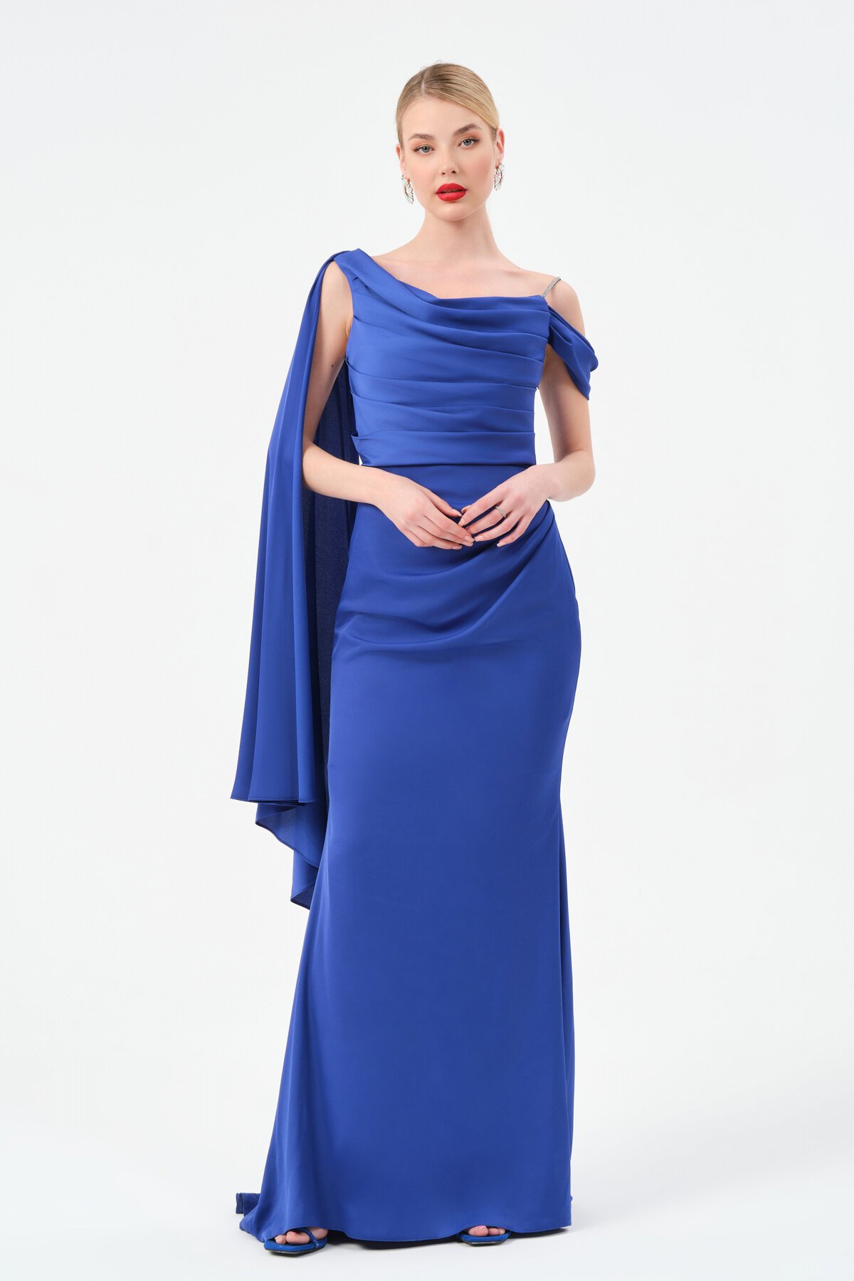 Omuz Detaylı Drapeli Elbise - 1507