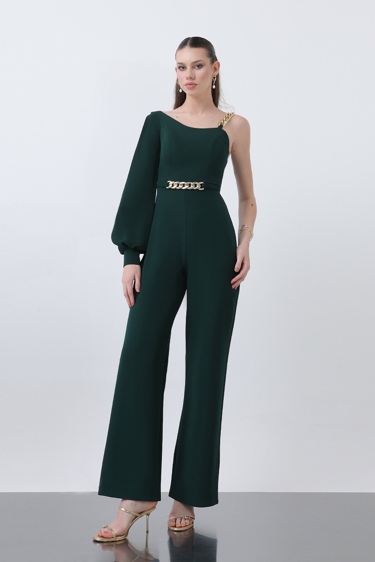 Tek Kollu Zincir Detaylı Tulum - 1630