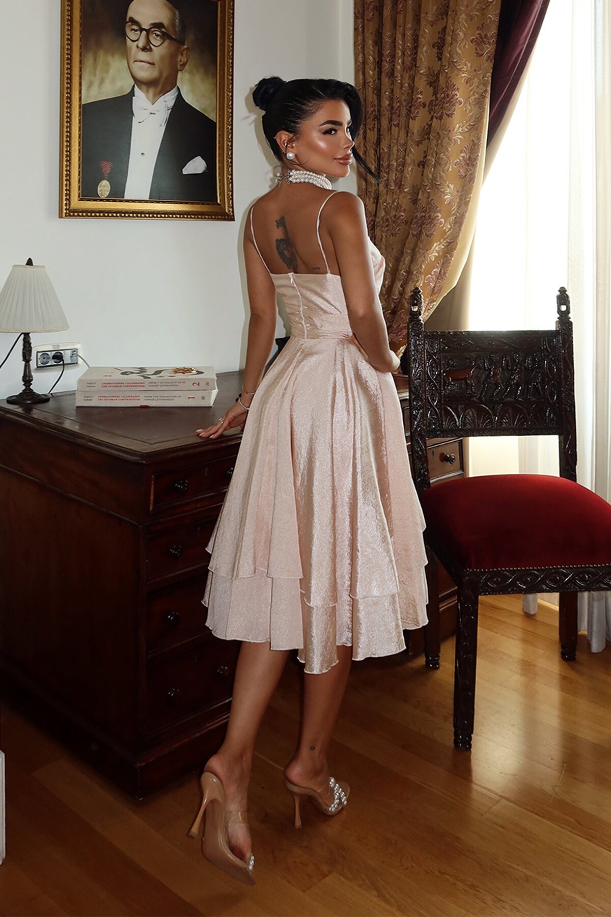 Askılı Midi Elbise - 1711