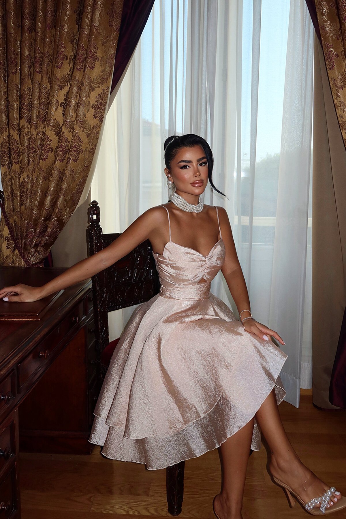 Askılı Midi Elbise - 1711