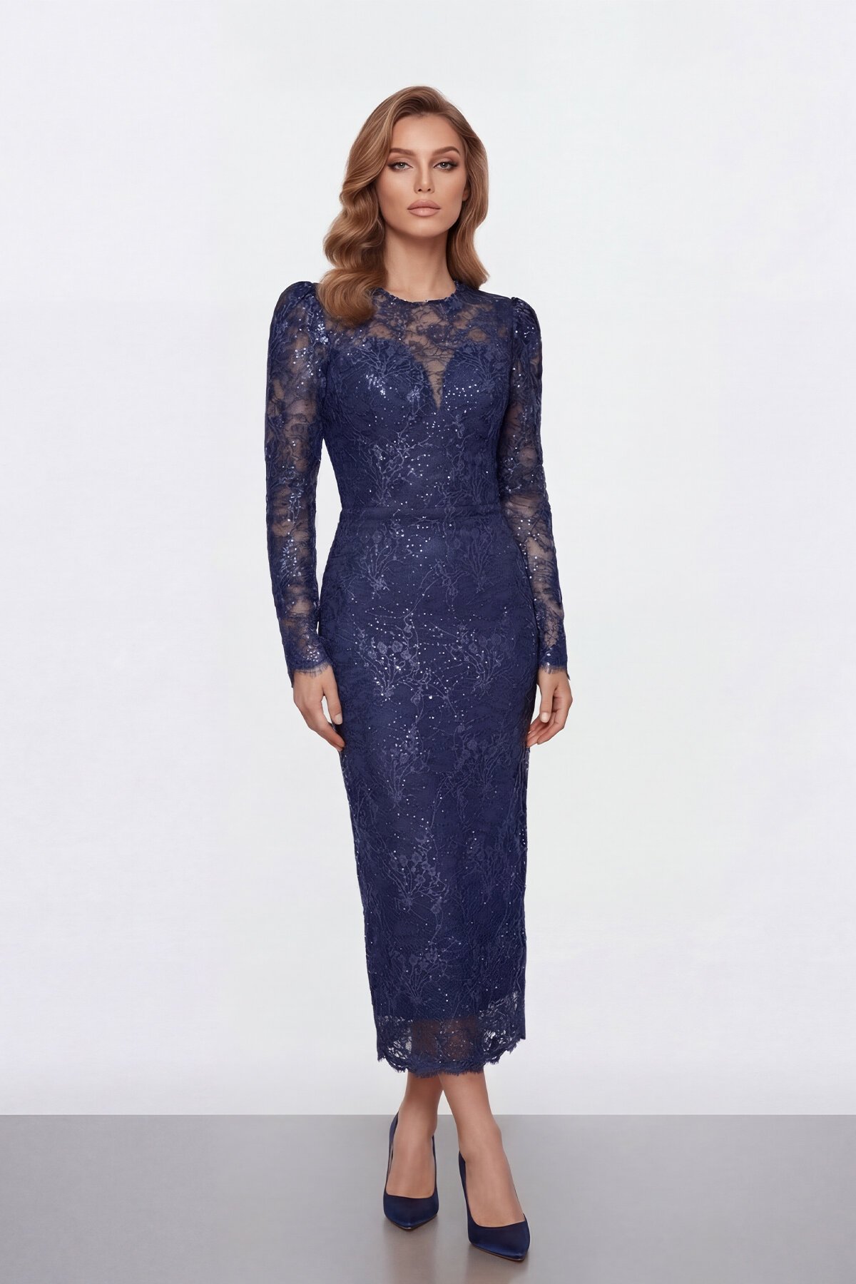 Dantel İşlemeli Uzun Kollu Abiye - 2012