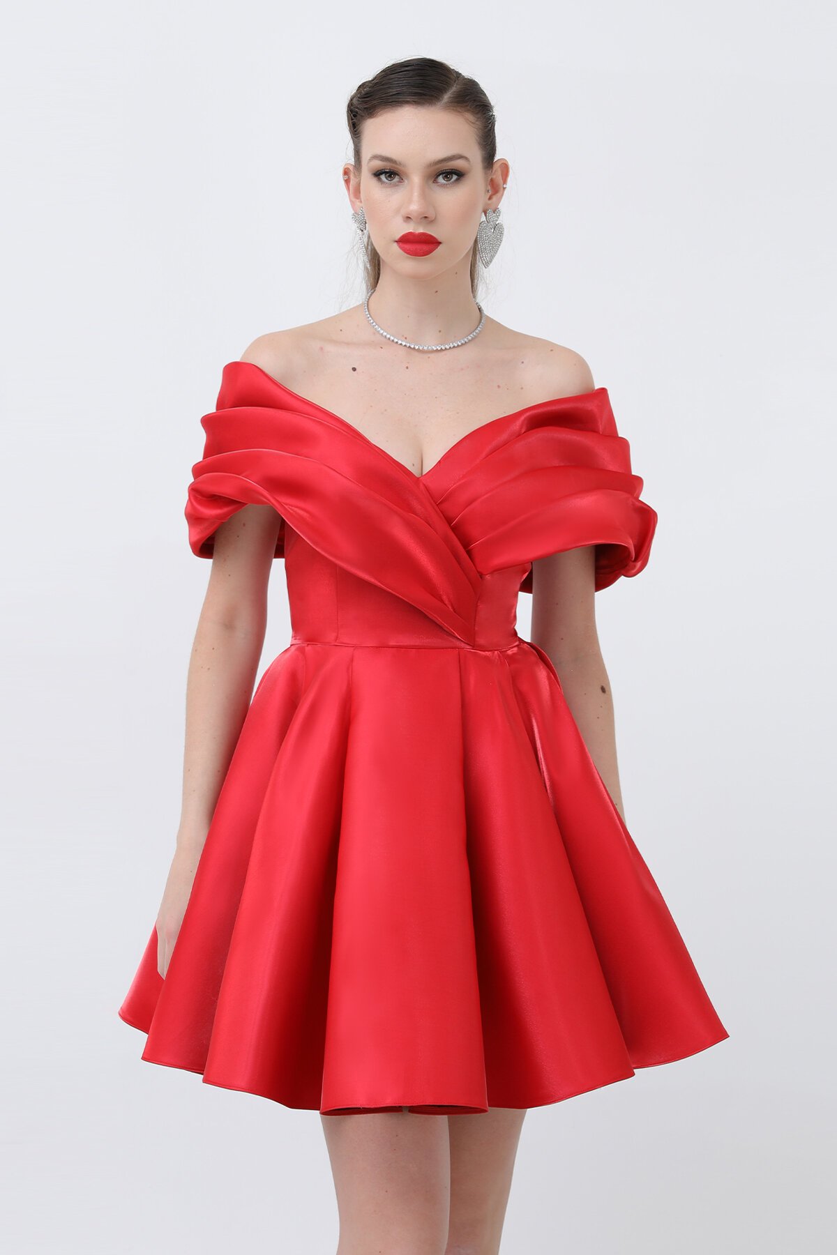 Drapeli Kayık Yaka Elbise - 1843