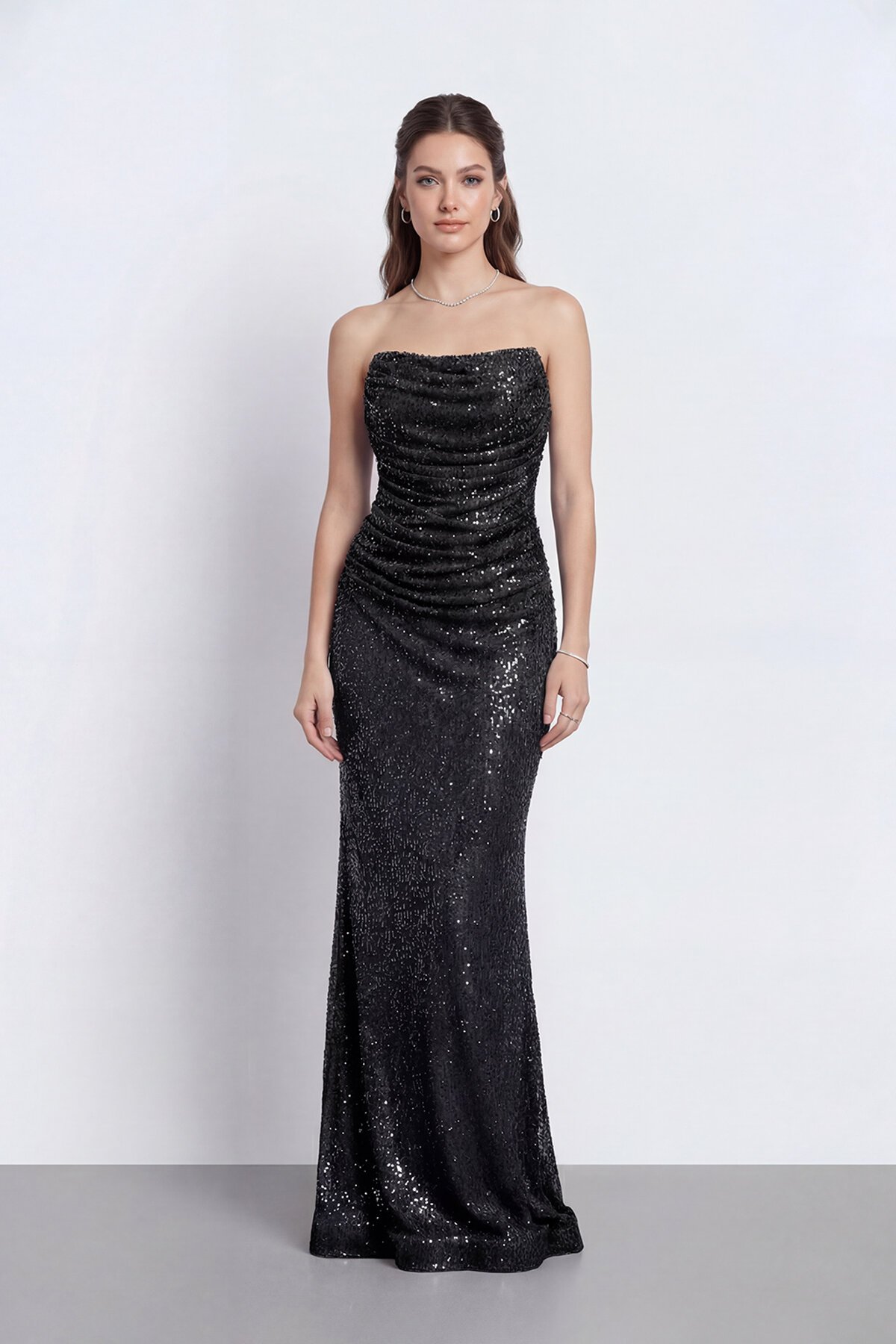 Drapeli Straplez Abiye - 2110