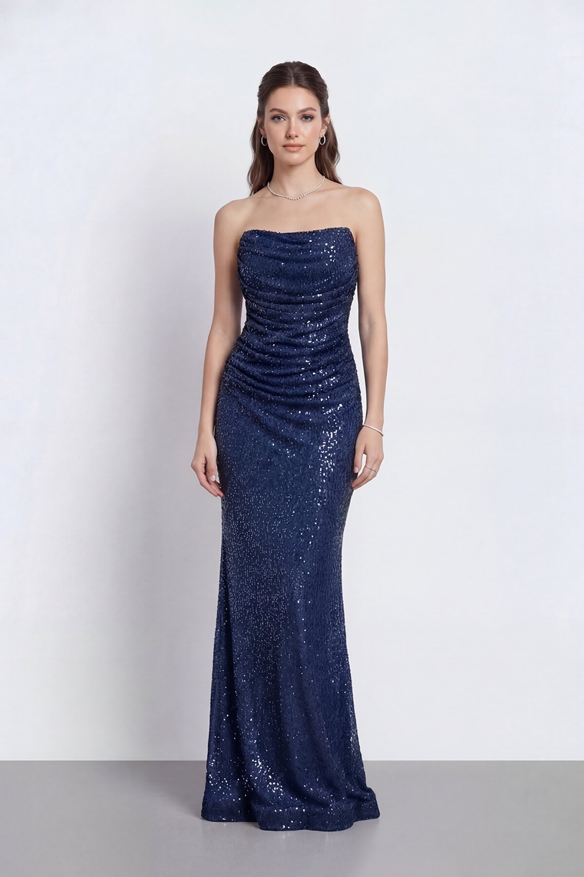 Drapeli Straplez Abiye - 2110