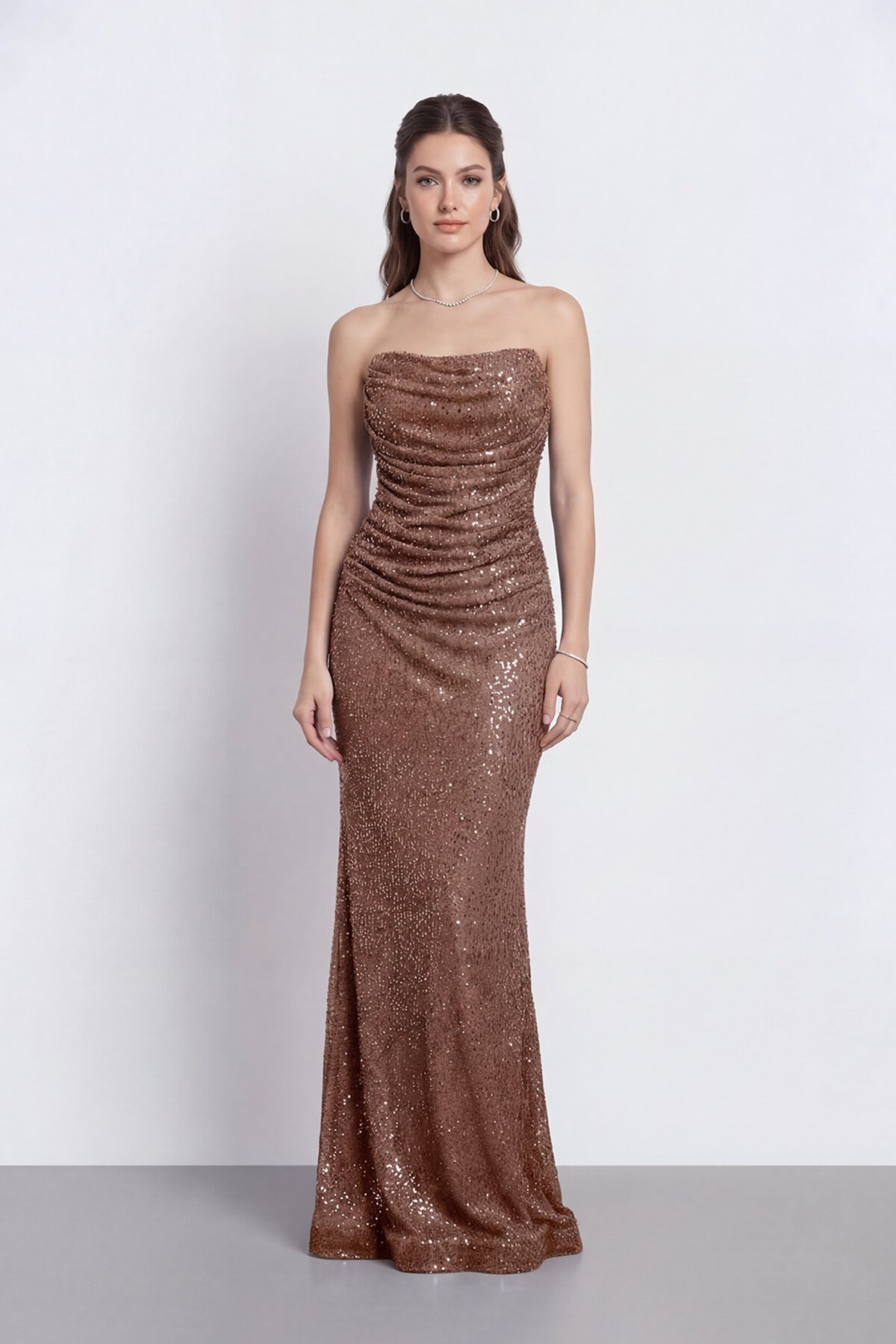 Drapeli Straplez Abiye - 2110