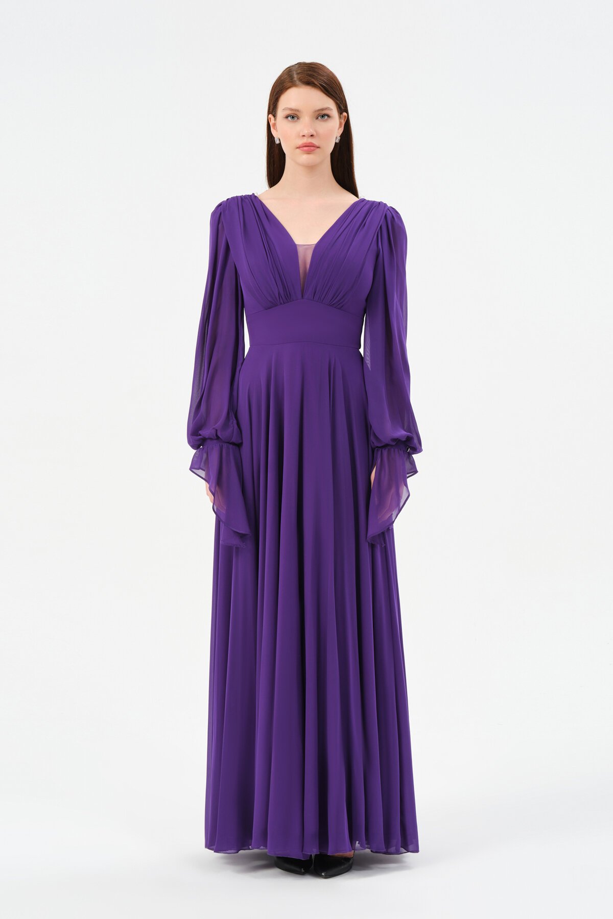 Göğüs Detaylı Drapeli Elbise - 1519