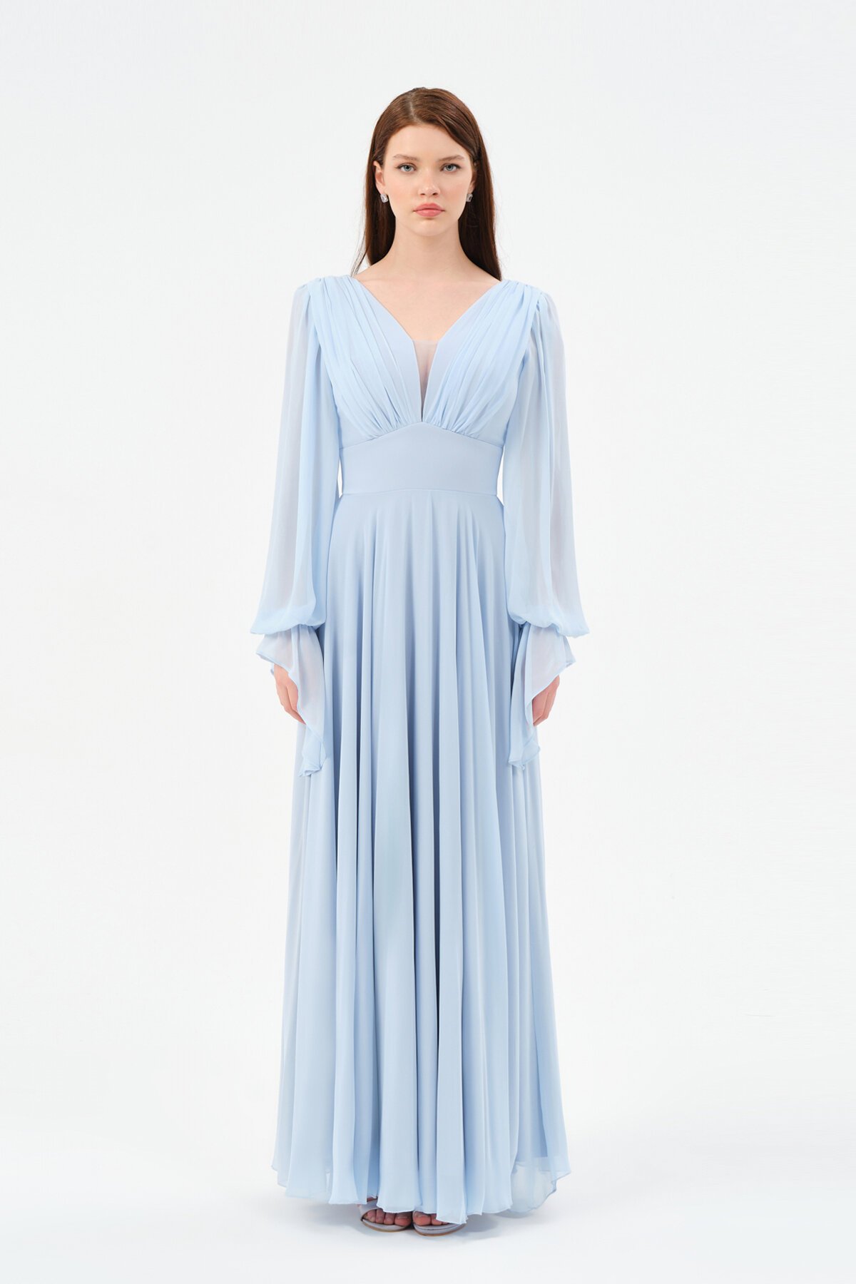 Göğüs Detaylı Drapeli Elbise - 1519