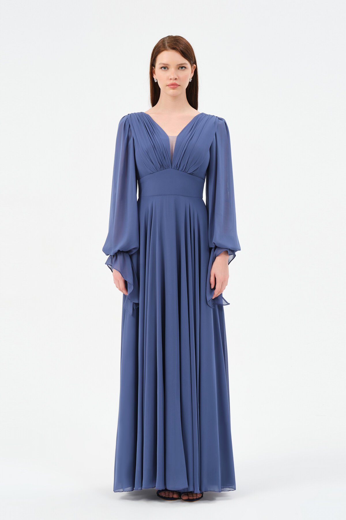 Göğüs Detaylı Drapeli Elbise - 1519