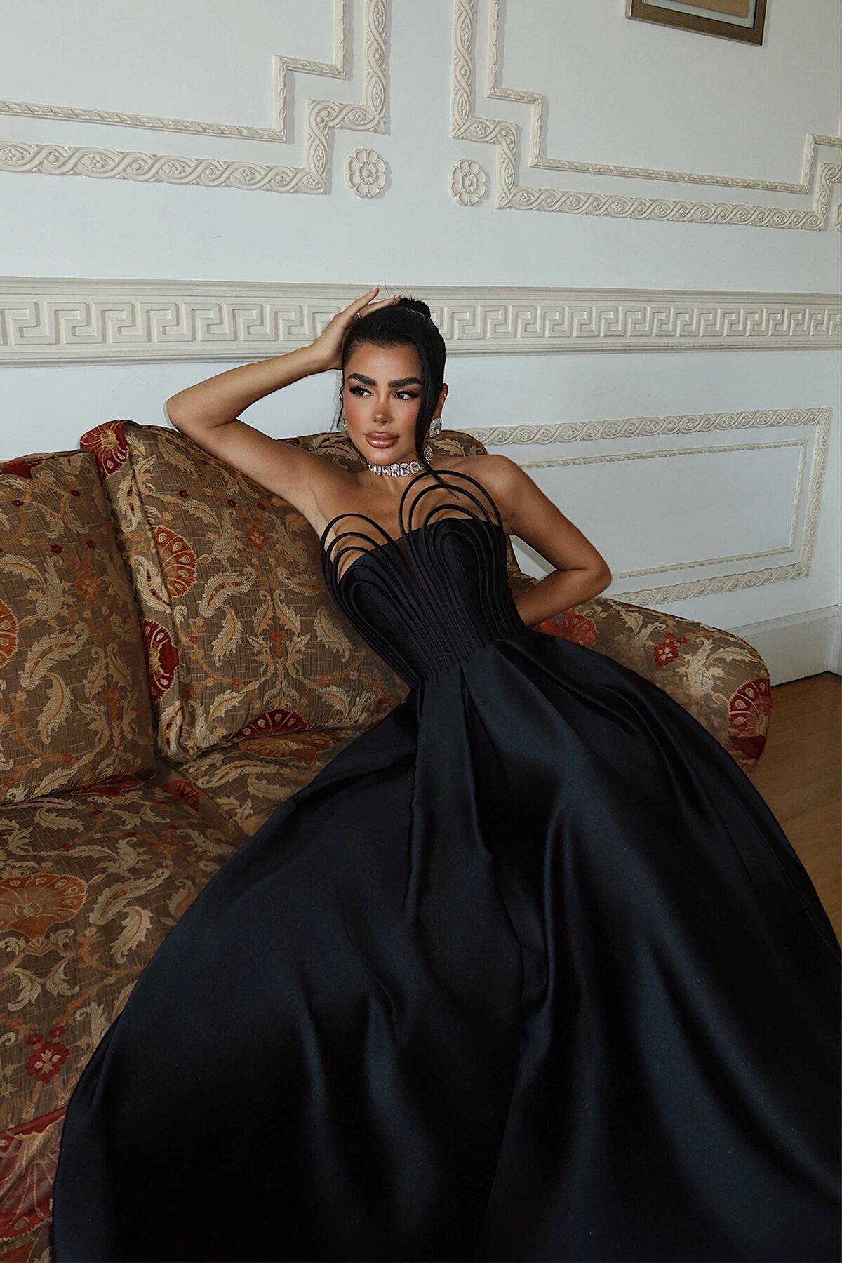 Göğüs Detaylı Straplez Elbise - 1886