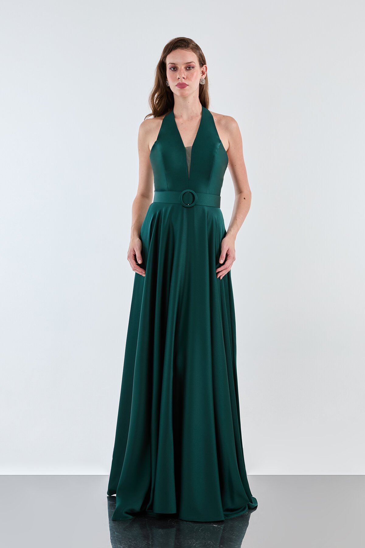 Kemer Detaylı Halter Yaka Elbise - 1948