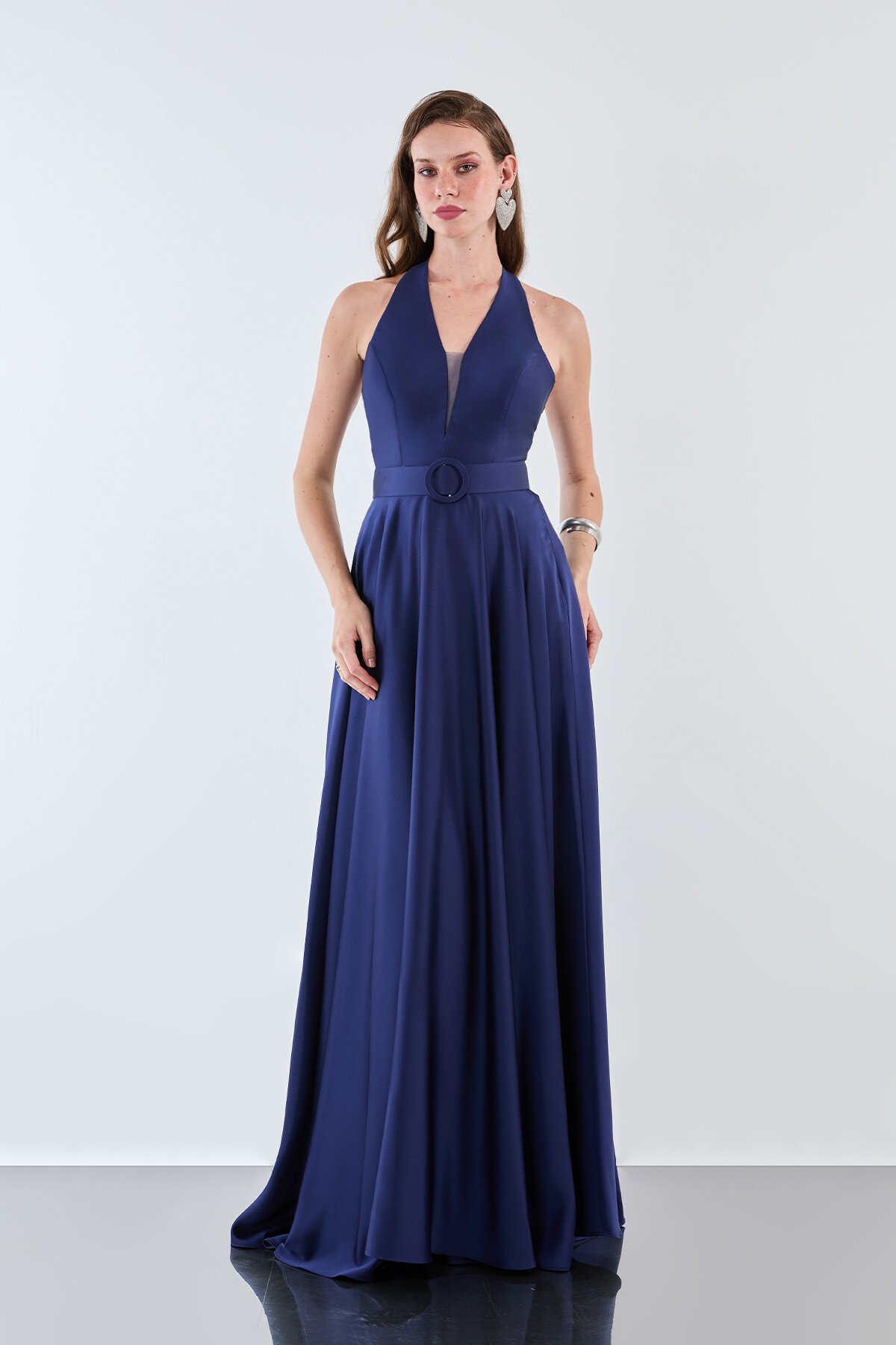 Kemer Detaylı Halter Yaka Elbise - 1948