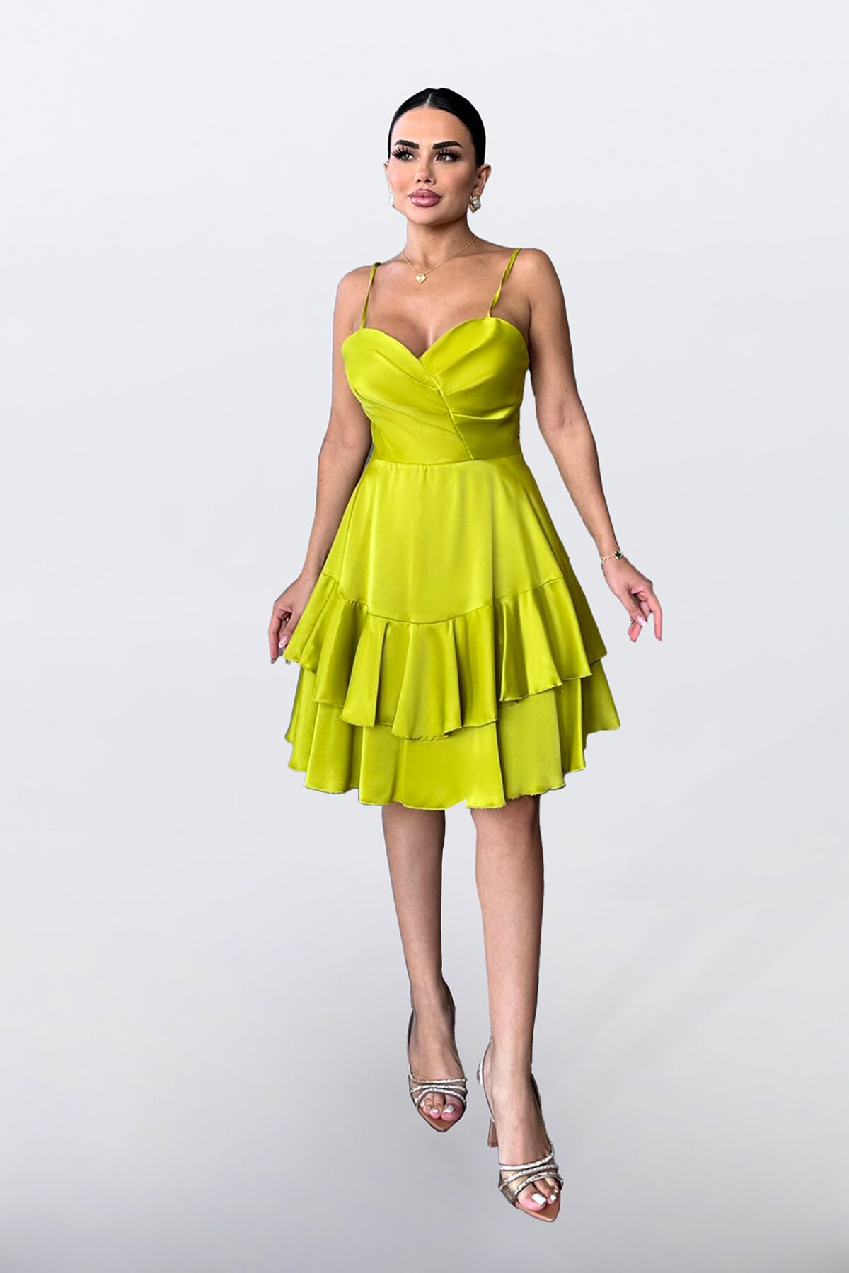 İnce Askılı Mini Elbise - 1710