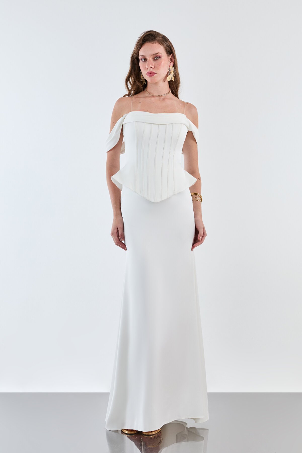 Kayık Yaka Korse Detaylı Elbise - 2020