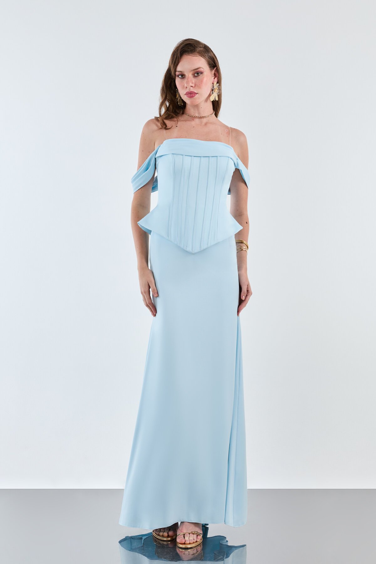 Kayık Yaka Korse Detaylı Elbise - 2020