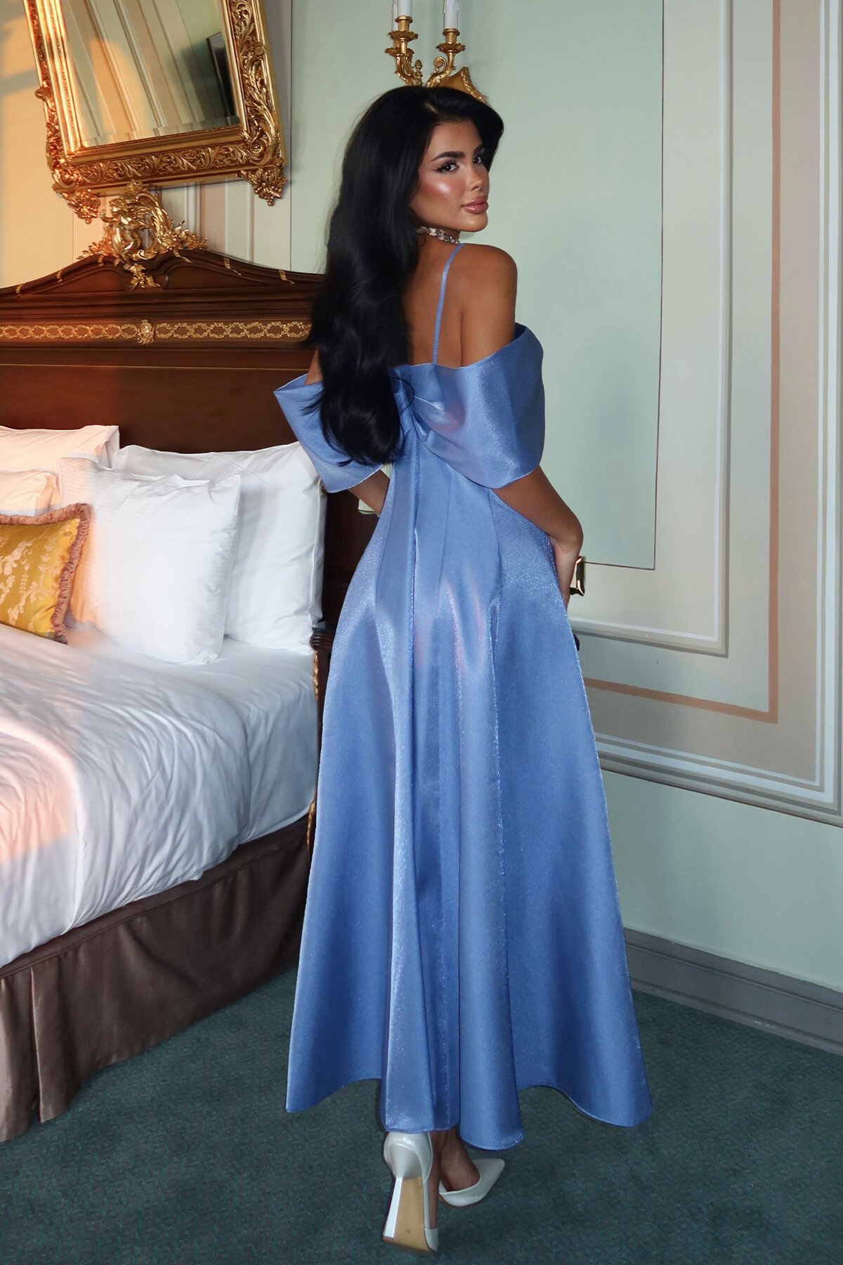 Kayık Yaka Midi Elbise - 1584