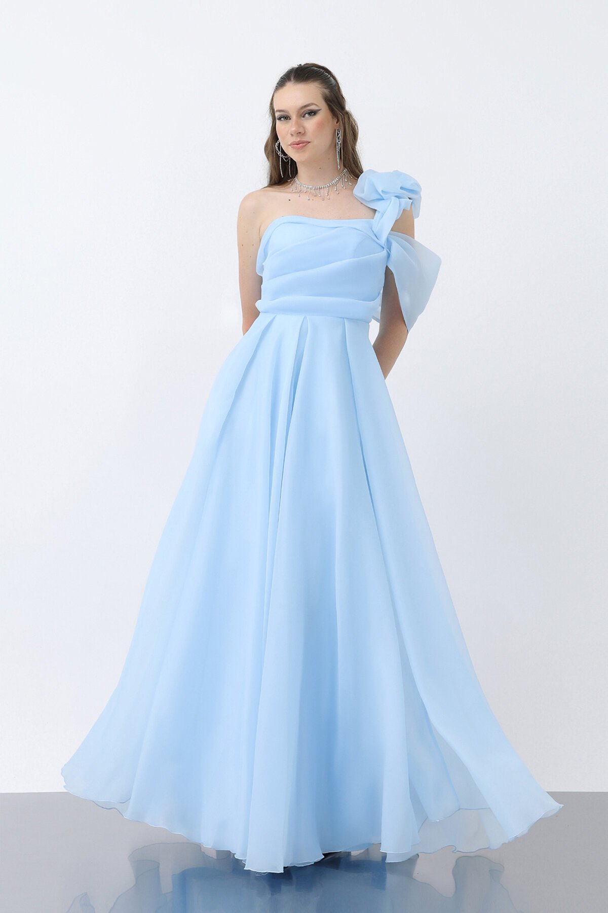 Omuz Detaylı Uzun Elbise - 1775