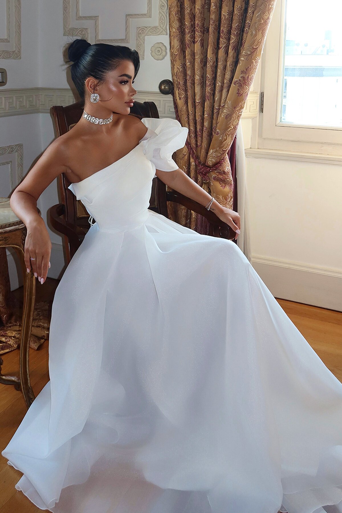 Omuz Detaylı Uzun Elbise - 1775