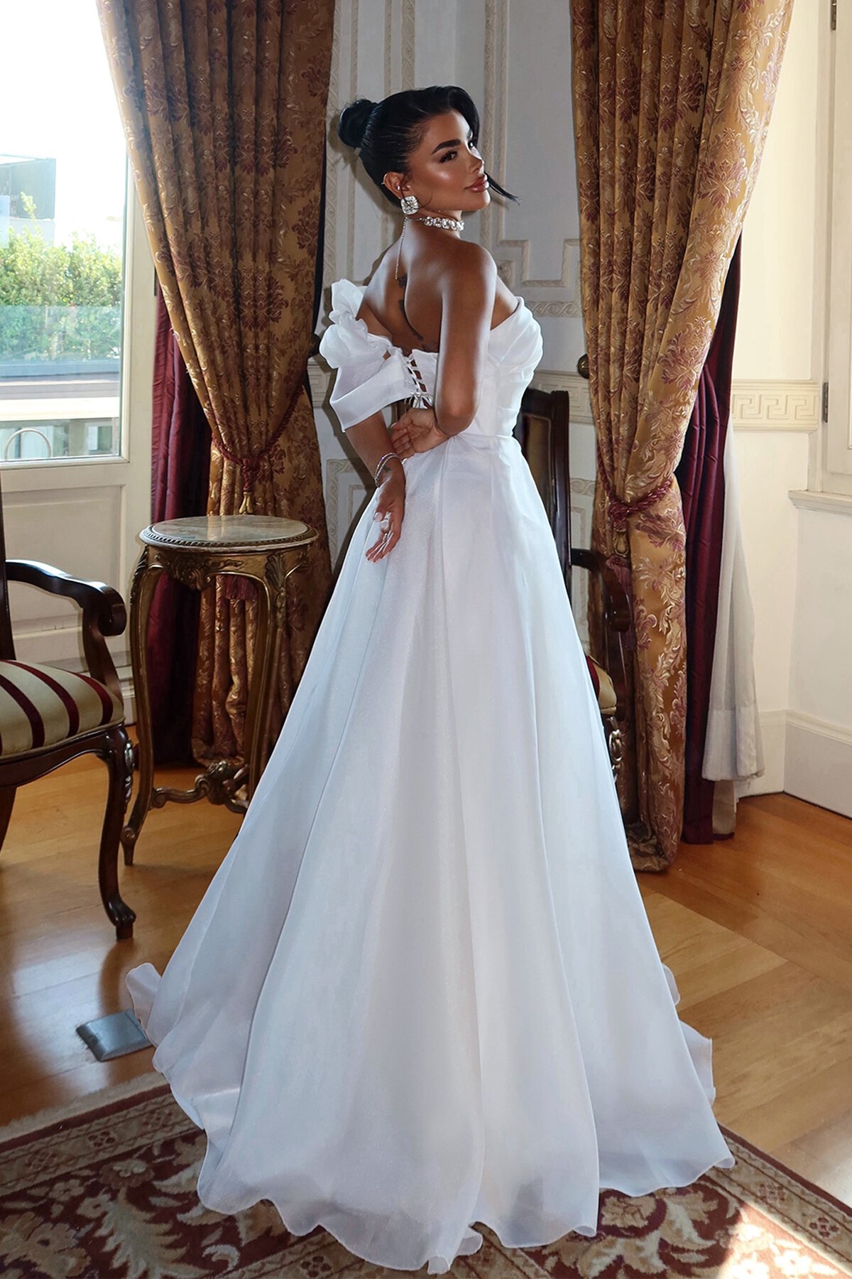 Omuz Detaylı Uzun Elbise - 1775