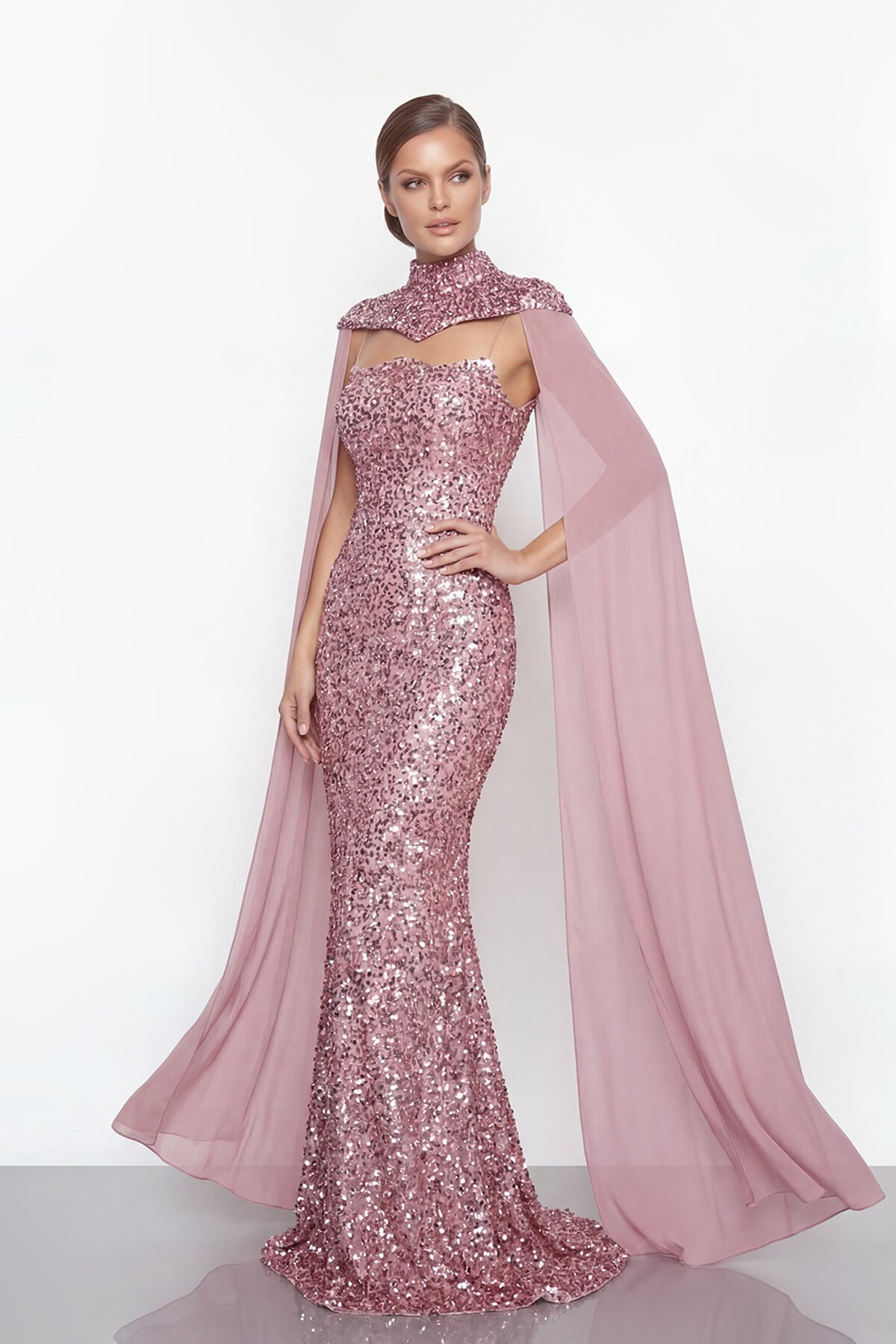 Pelerinli Payet İşlemeli Abiye - 2053