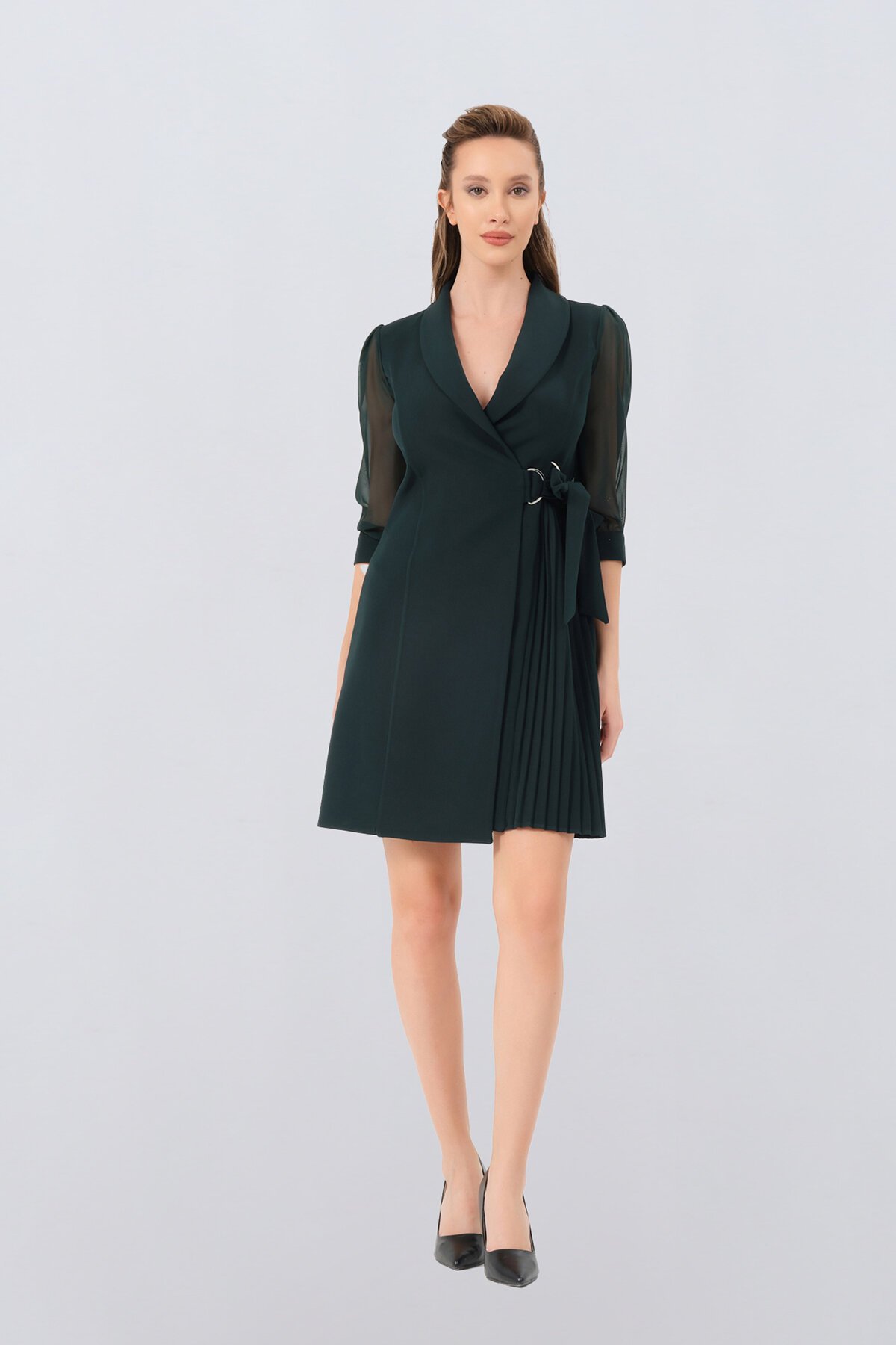 Pilise Detaylı Ceket Elbise - 1480