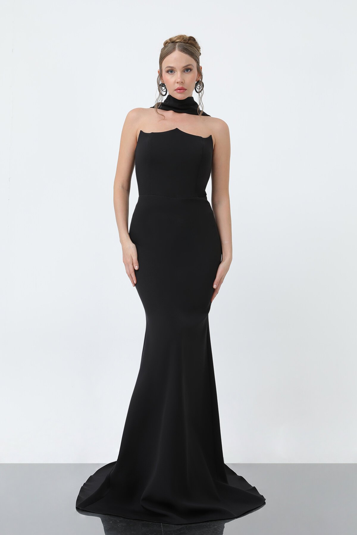 Şal Yaka Detaylı Balık Elbise - 1981