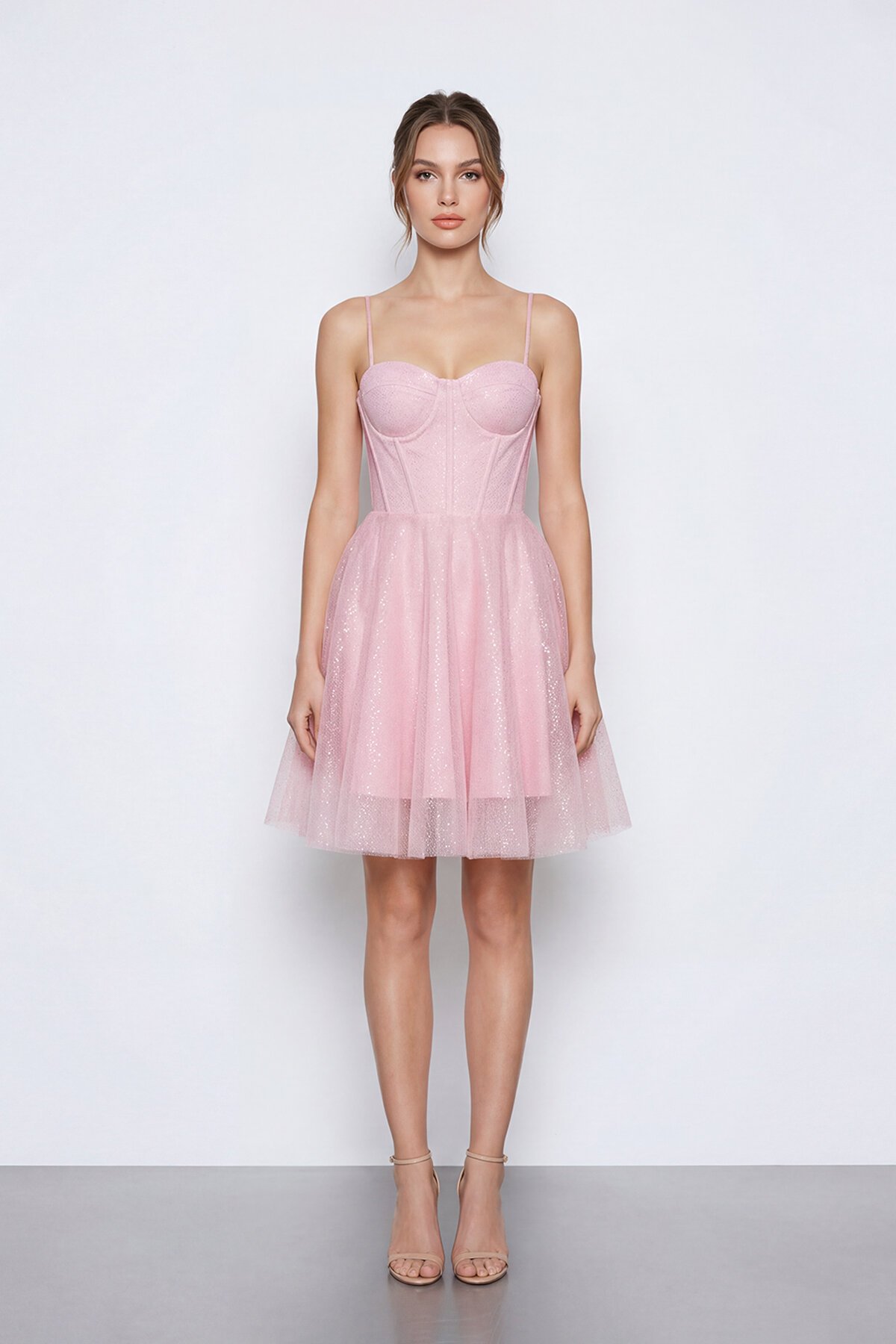 Simli İp Askılı Korse Detaylı Mini Abiye - 2081