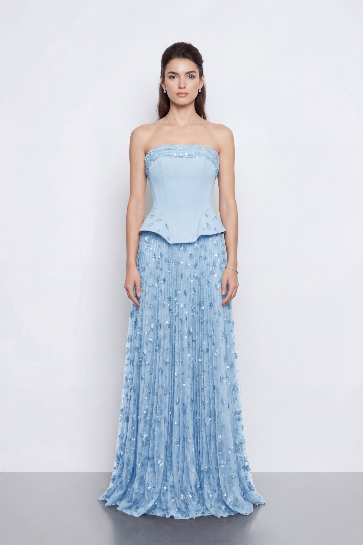 Straplez Taş Detaylı Korse Abiye - 2076