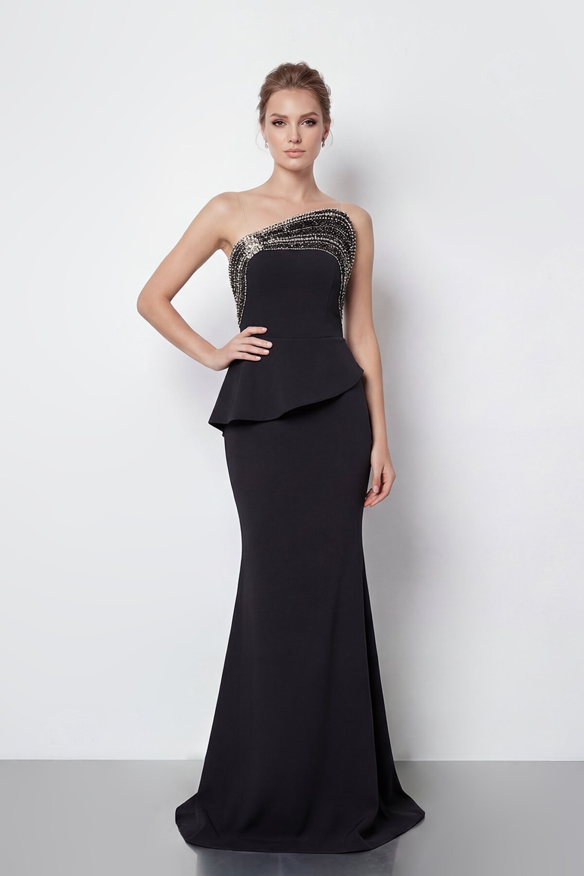 Taş İşlemeli Straplez Elbise - 2040