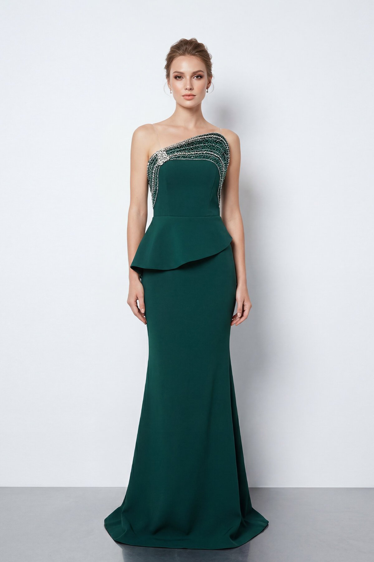 Taş İşlemeli Straplez Elbise - 2040