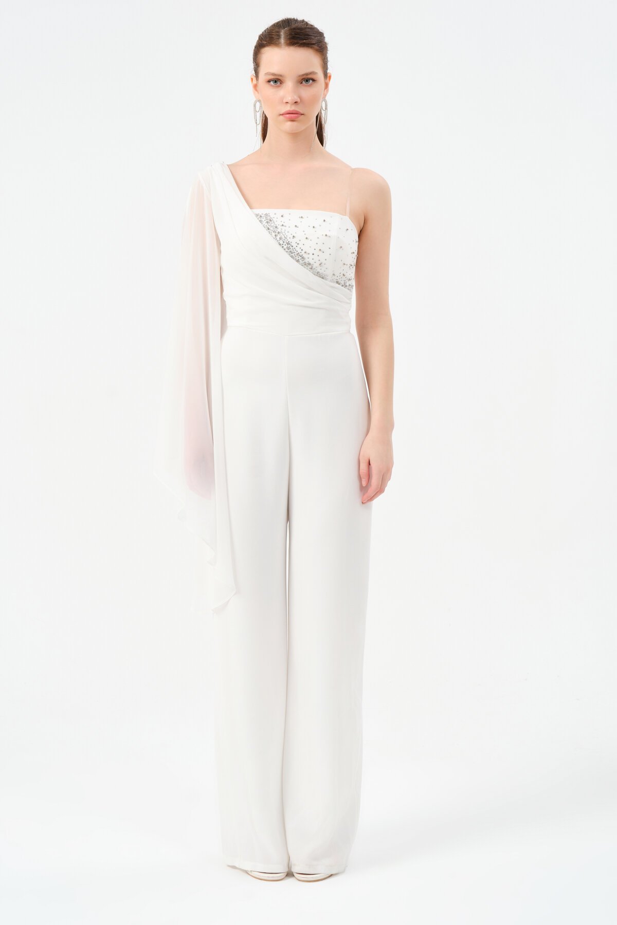 Taş İşlemeli Tek Omuzlu Tulum - 1488