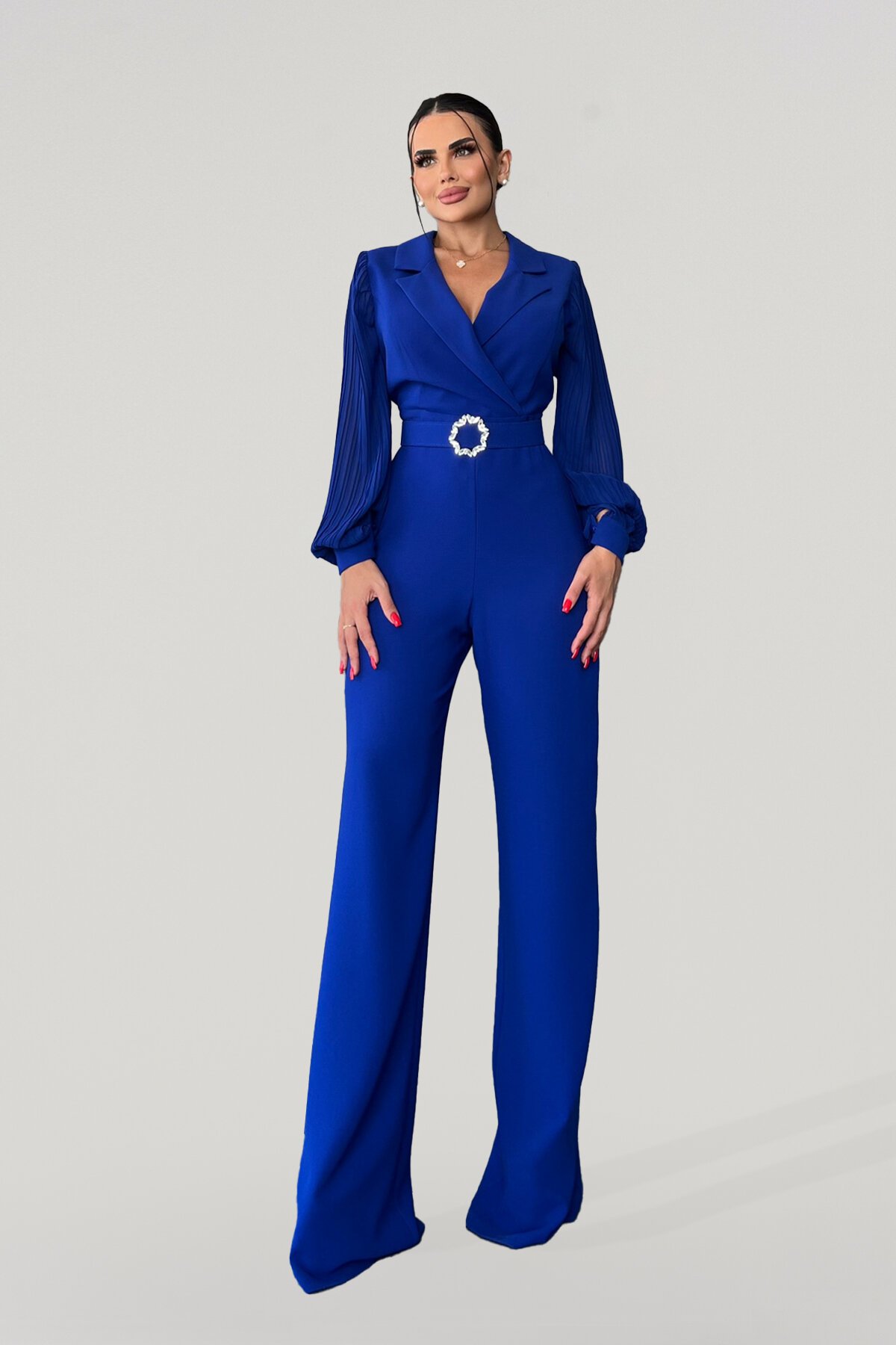 Taş Tokalı Şifon Kol Tulum - 1612