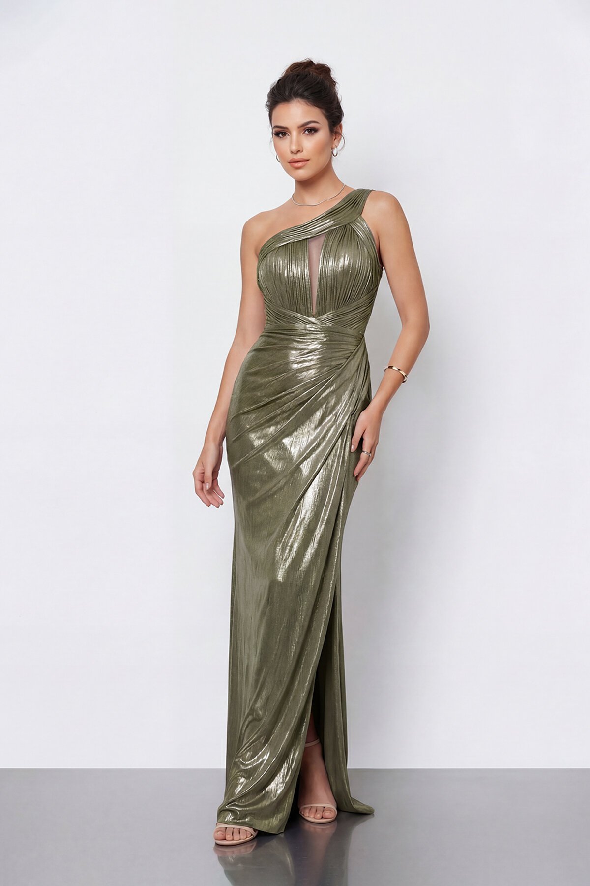 Tek Omuz Drapeli Abiye - 2113