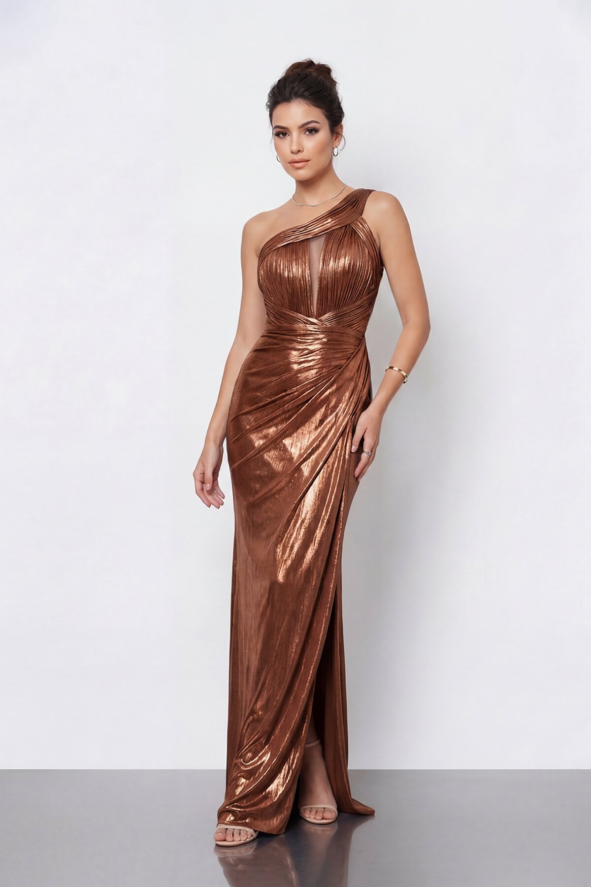 Tek Omuz Drapeli Abiye - 2113