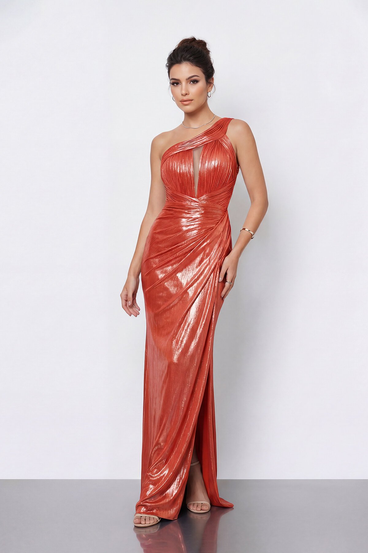 Tek Omuz Drapeli Abiye - 2113